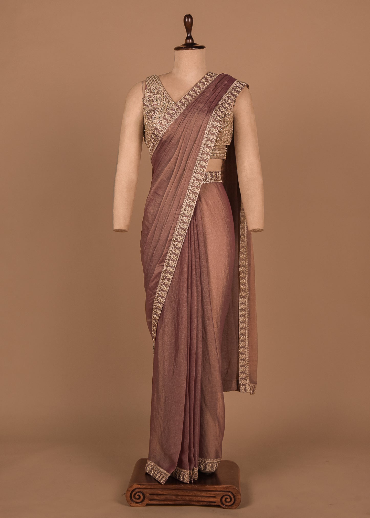 Pink Shamo Satin Readymade Saree
