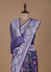Purple Tussar Georgette Banarasi Saree