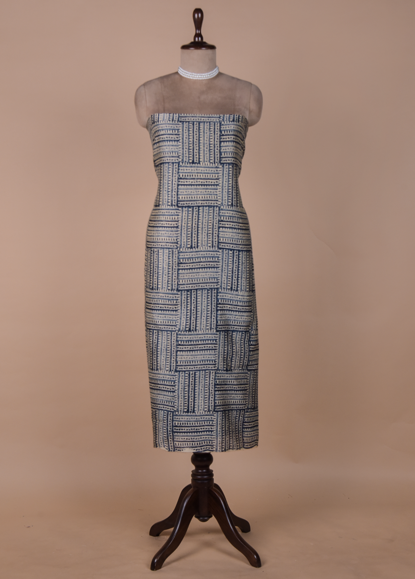 Blue Cotton Tussar Dress Material
