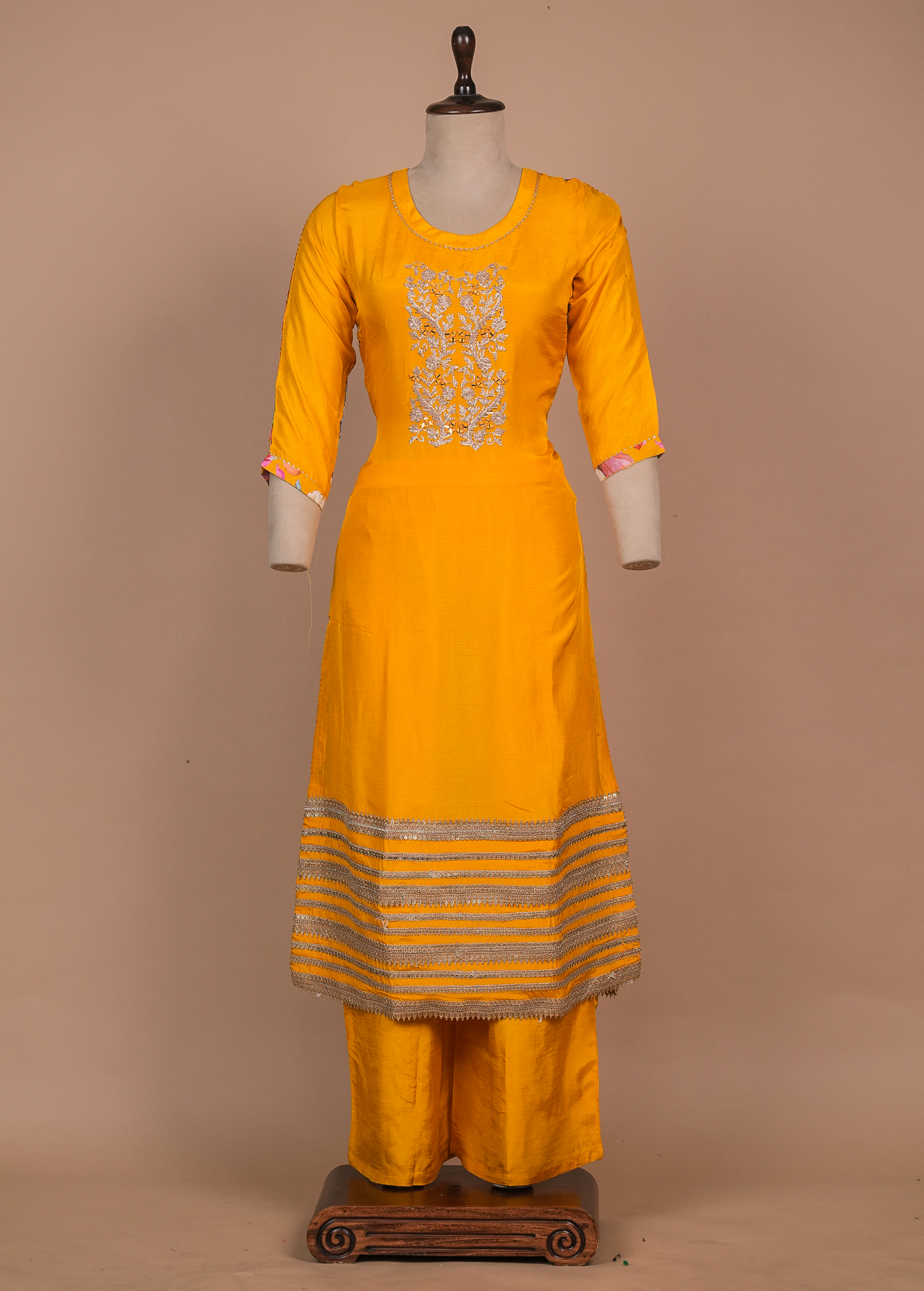 Yellow Muslin Cotton Straight Set
