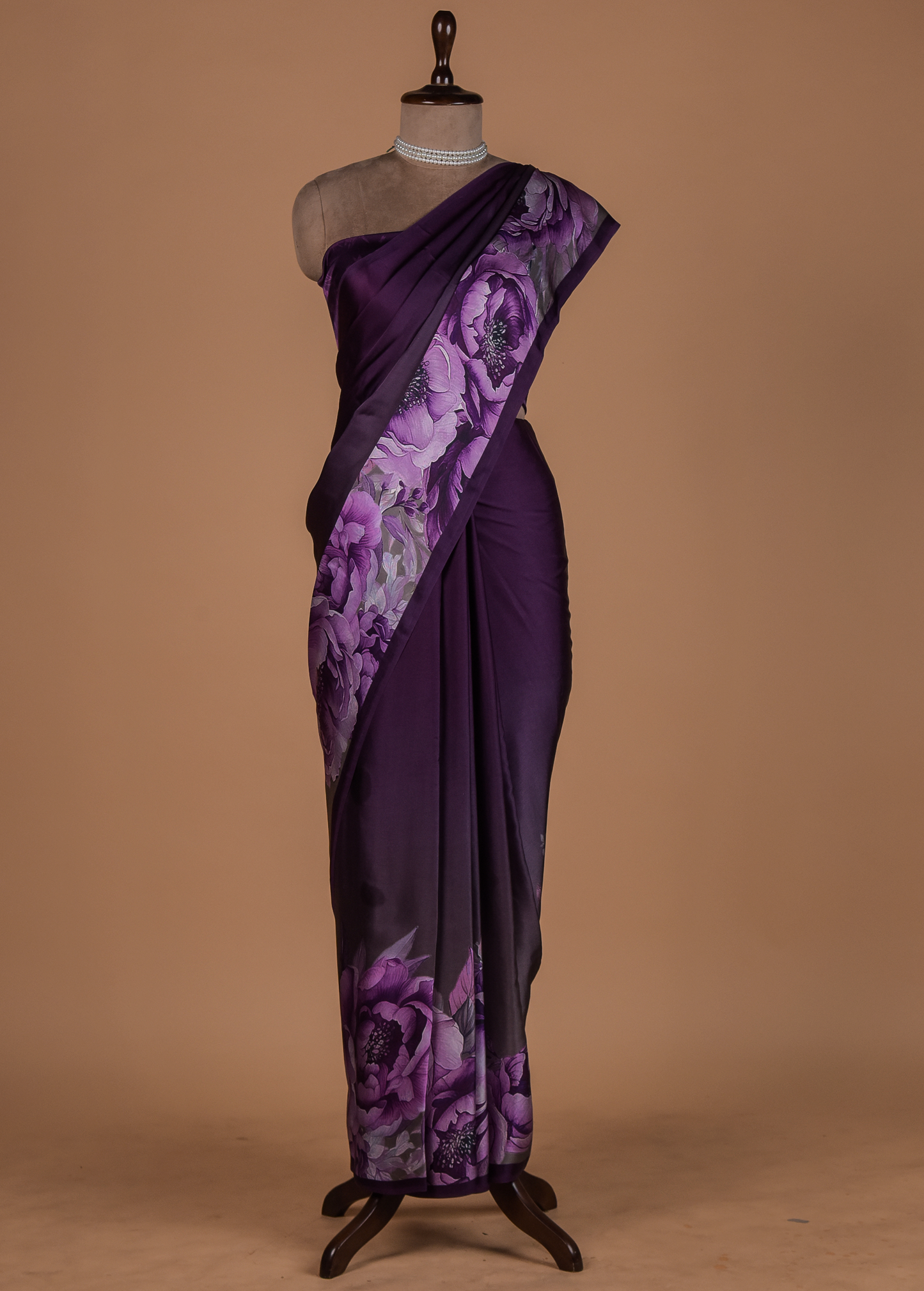 Purple Satin Printed Saree