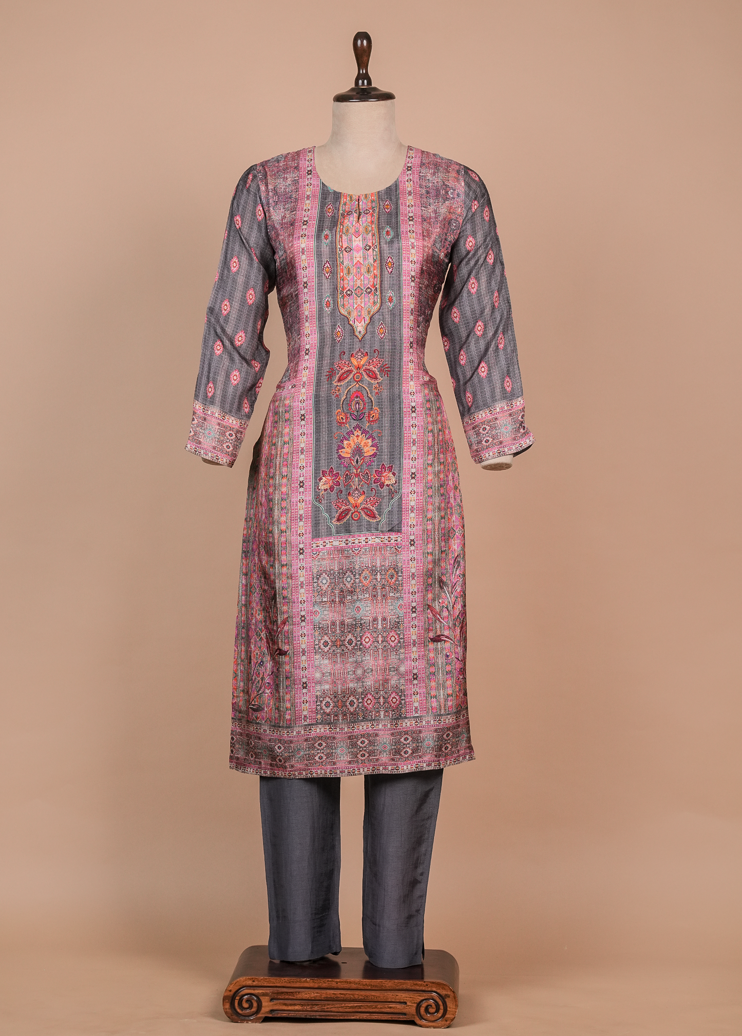 Multicoloured Muslin Cotton Straight Set