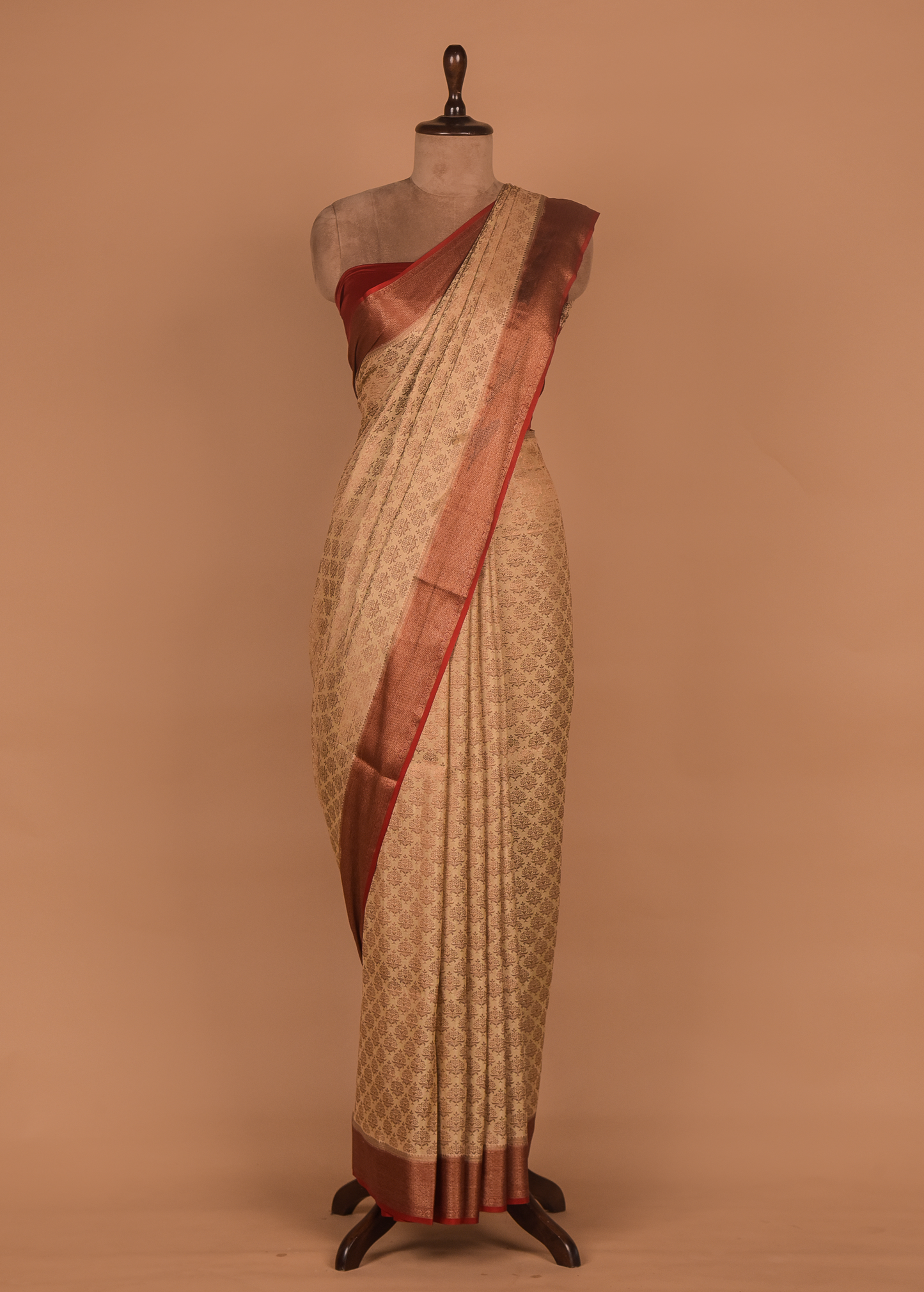 Cream Crepe Banarasi Saree