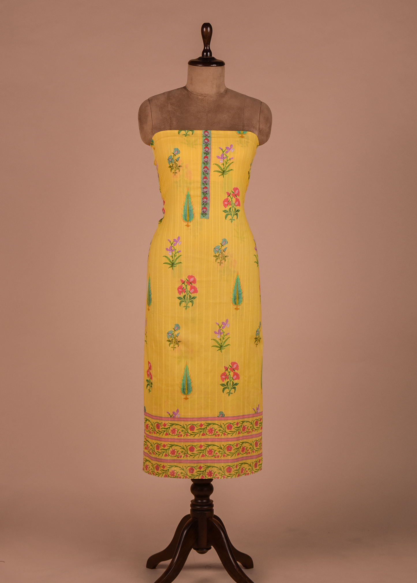 Yellow Cotton Dress Material