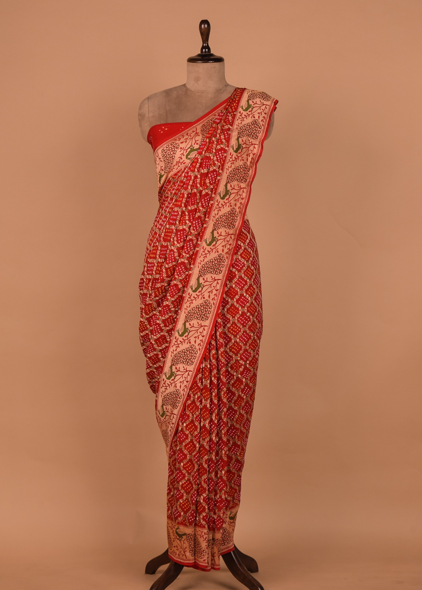 Red Georgette Bandhani Saree