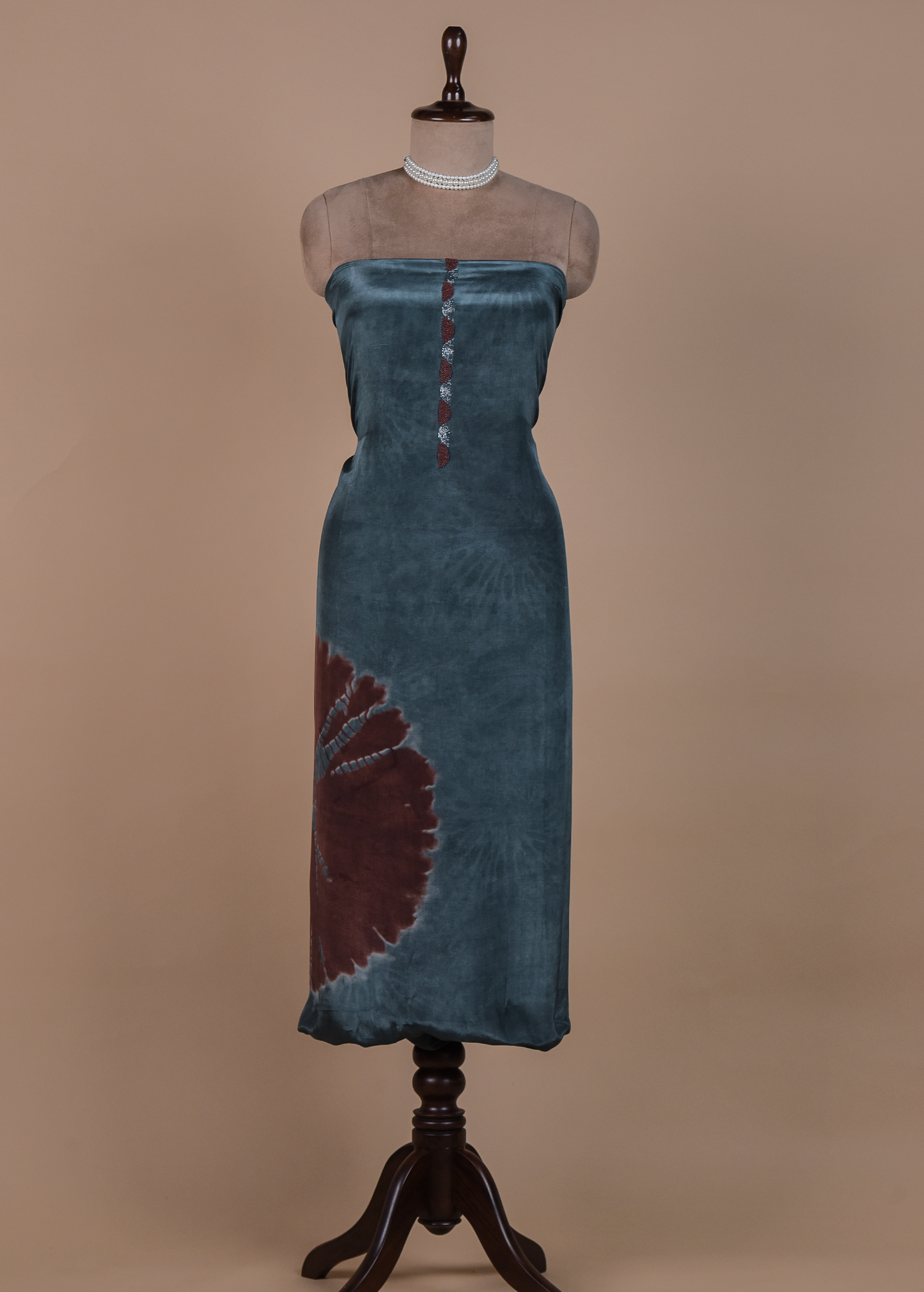 Blue Crepe Dress Material