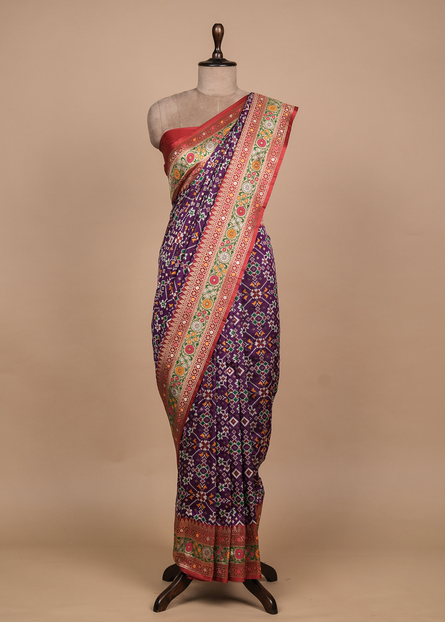 Purple Art Silk Patola Saree