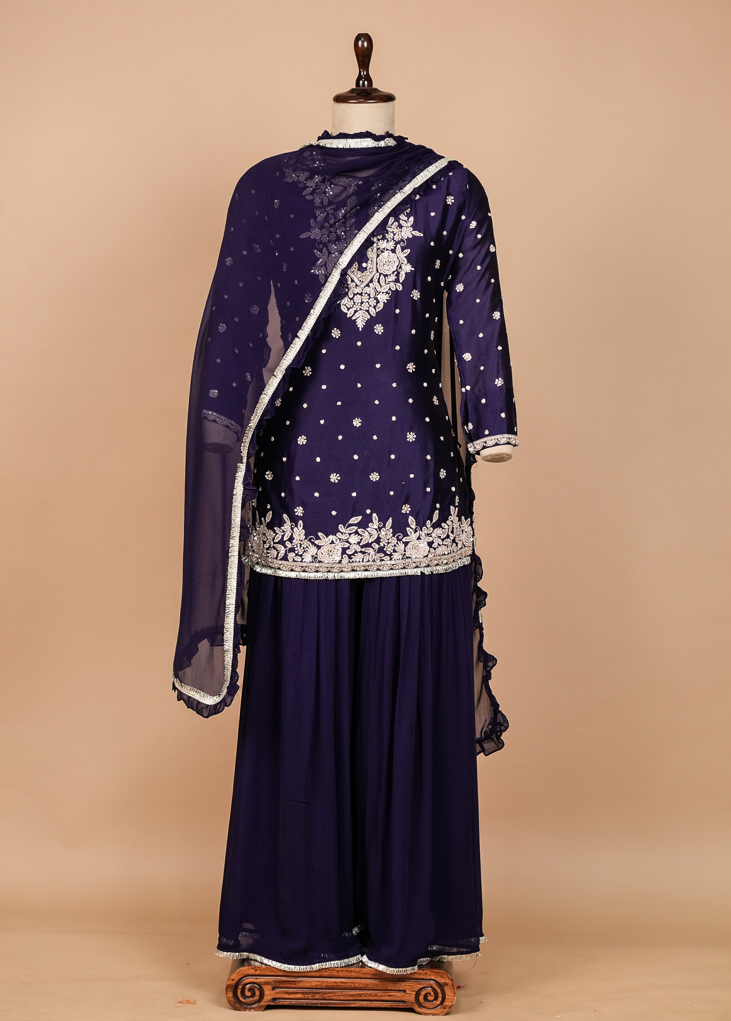 Purple Georgette Sharara Set