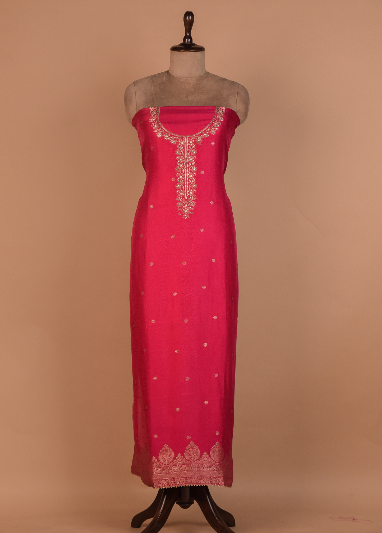 Pink Chanderi Dress Material