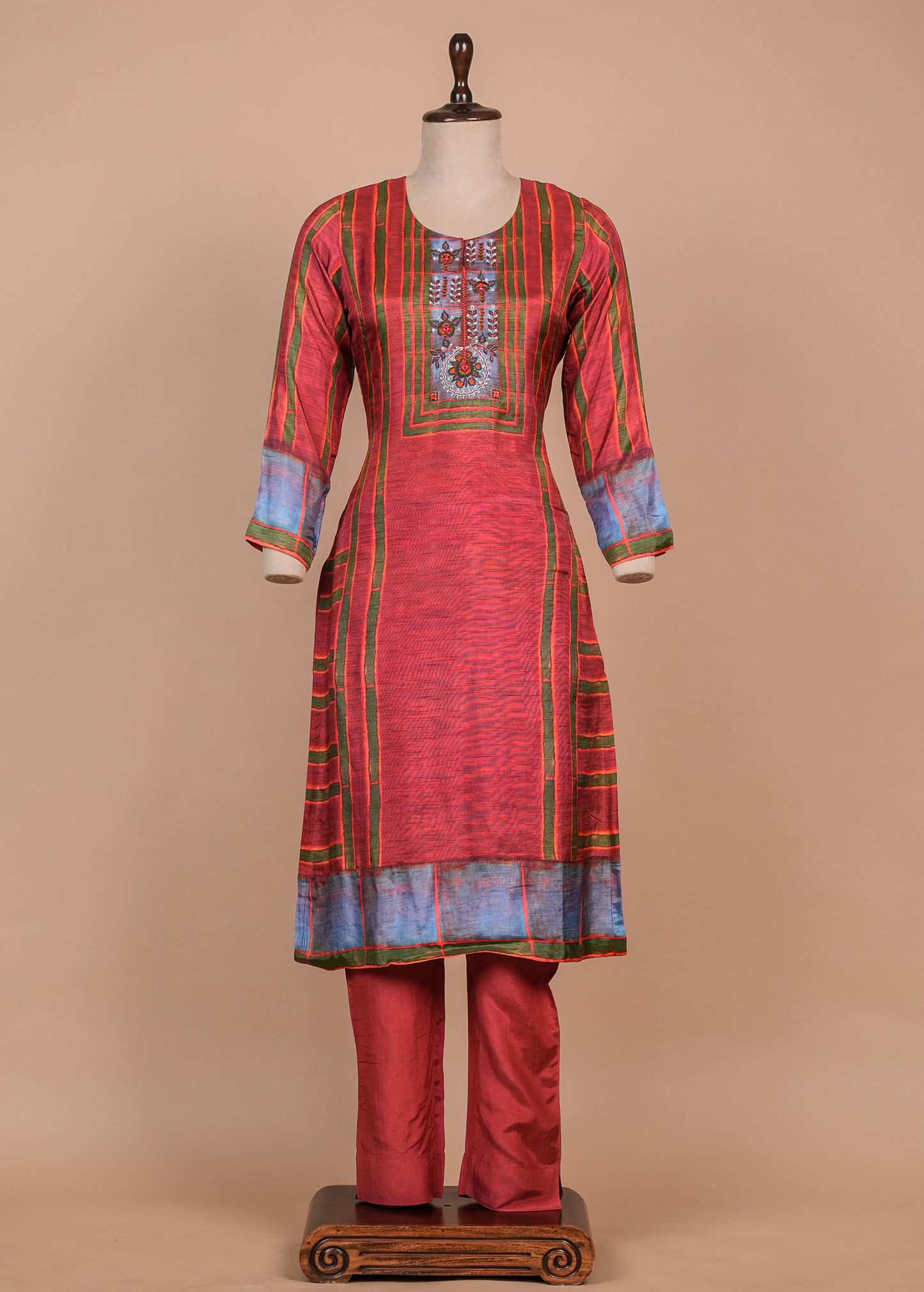 Multicoloured Muslin Cotton Straight Set