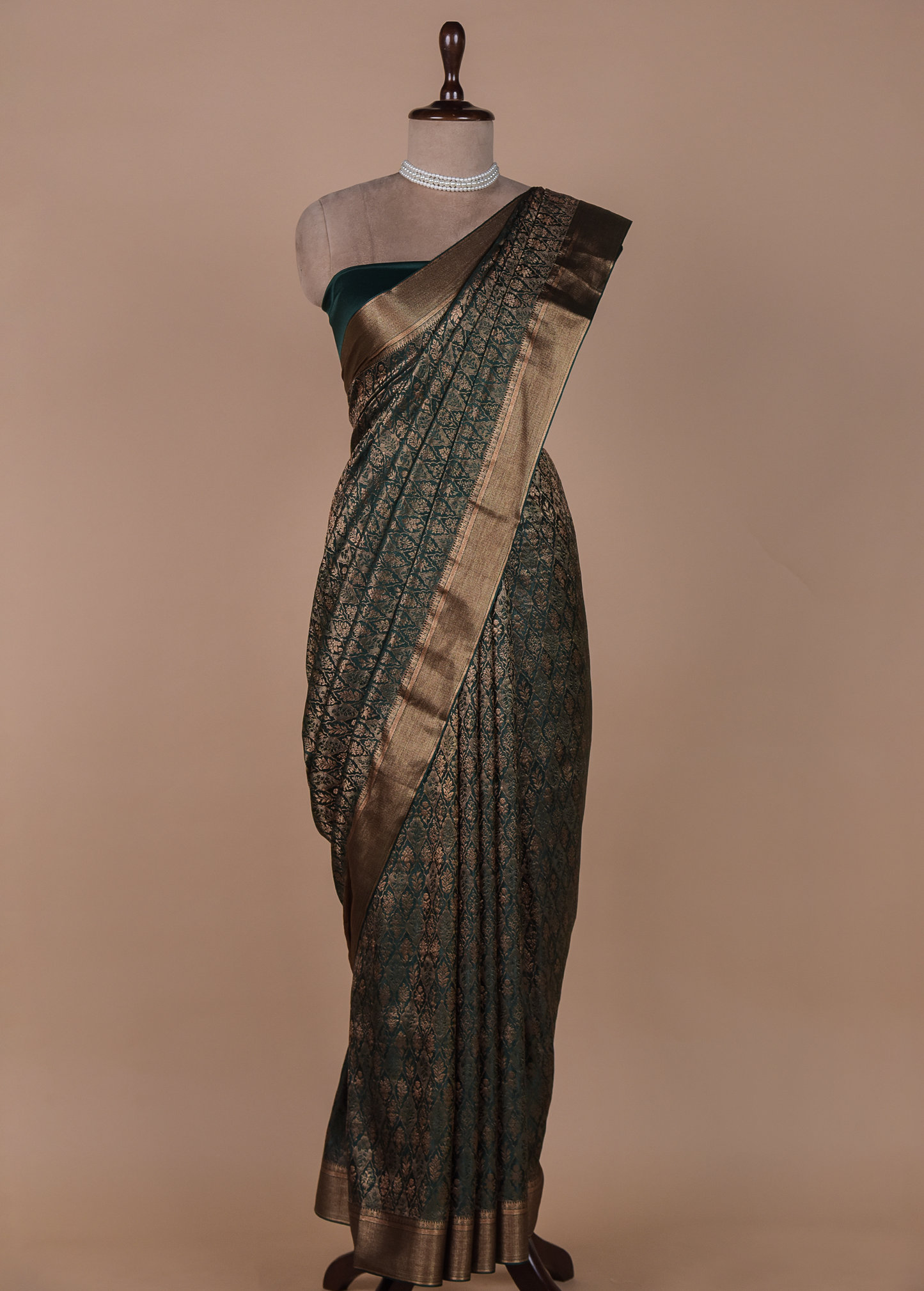 Green Crepe Silk Banarasi Saree