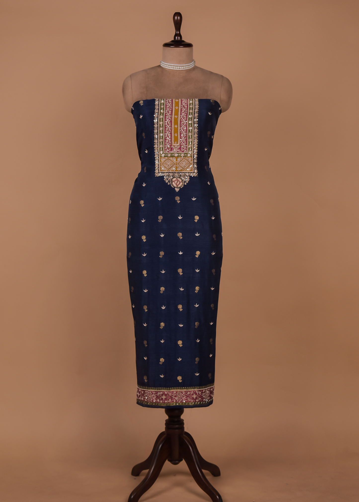 Blue Cotton Silk Dress Material