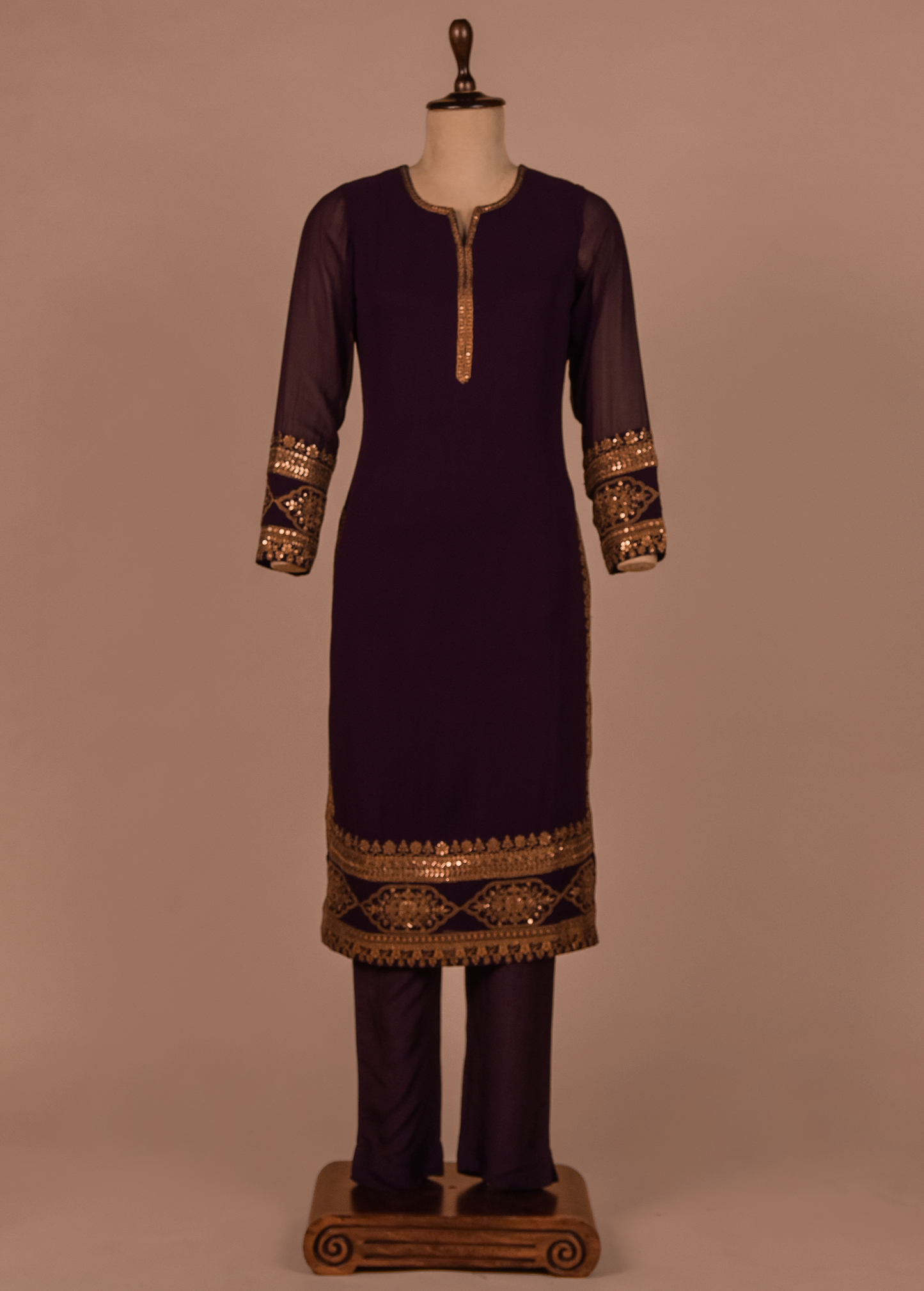 Purple Georgette Straight Set