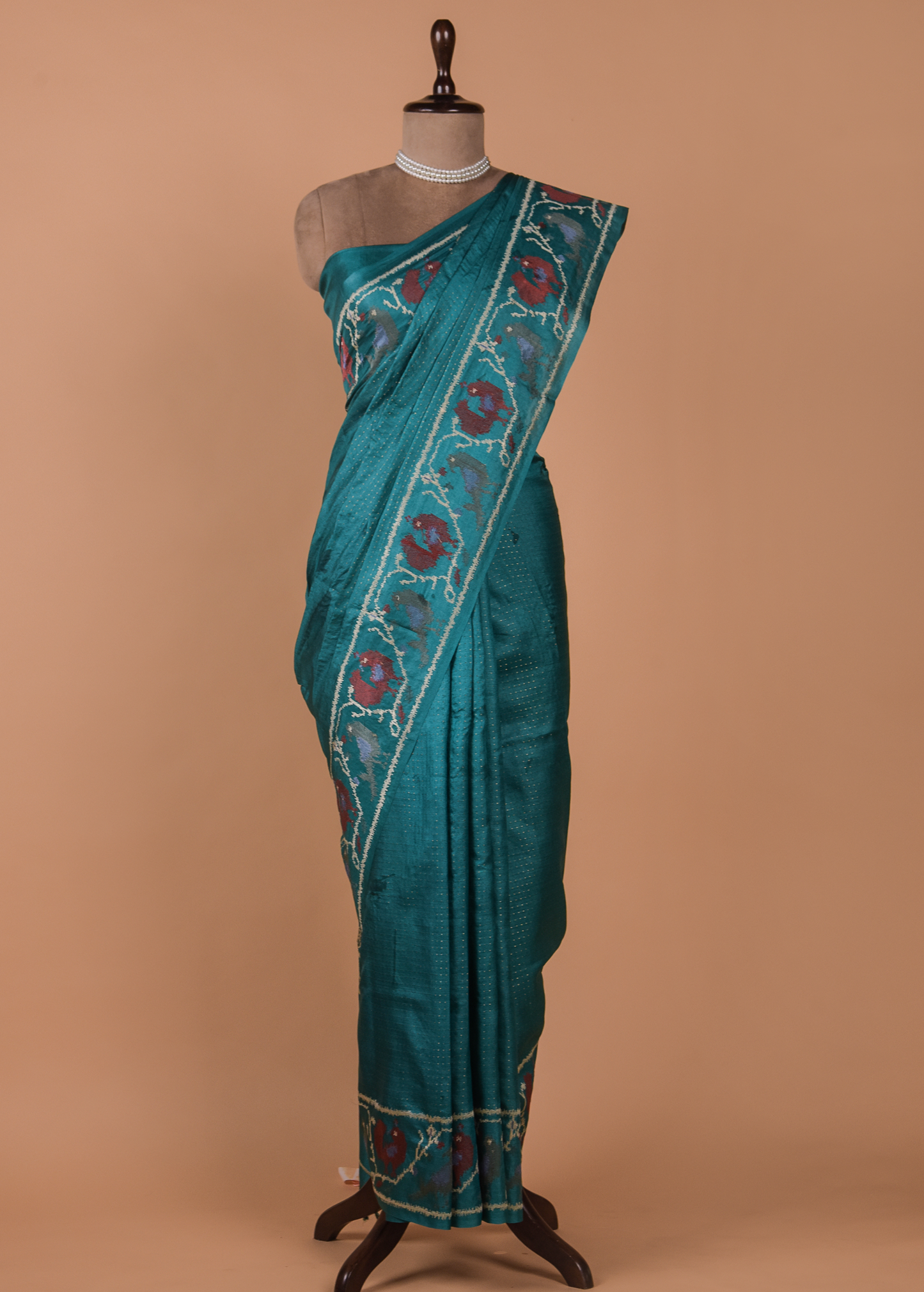 Blue Tussar Embroidered Saree