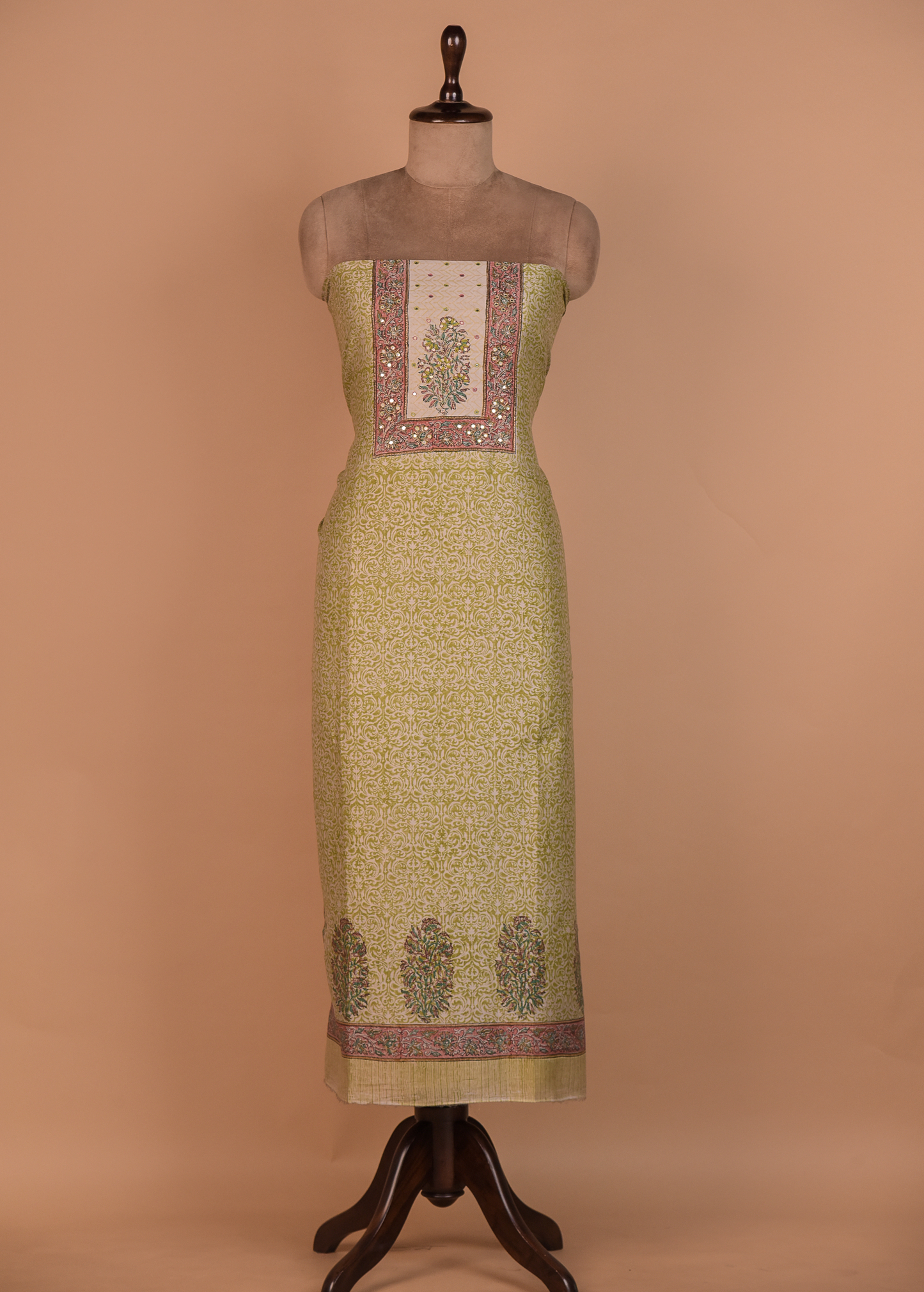 Green Cotton Dress Material