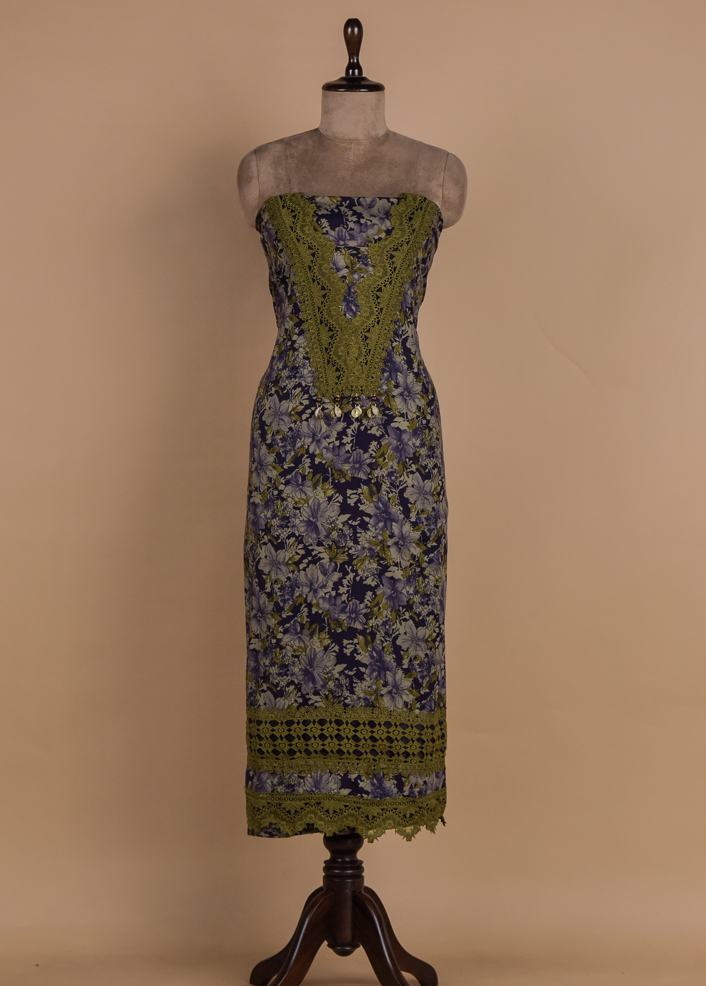 Blue Chanderi Dress Material