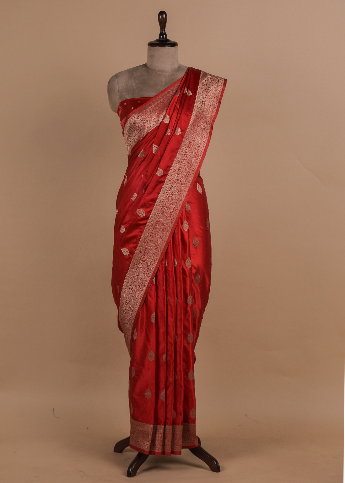 Red Art Satin Banarasi Saree
