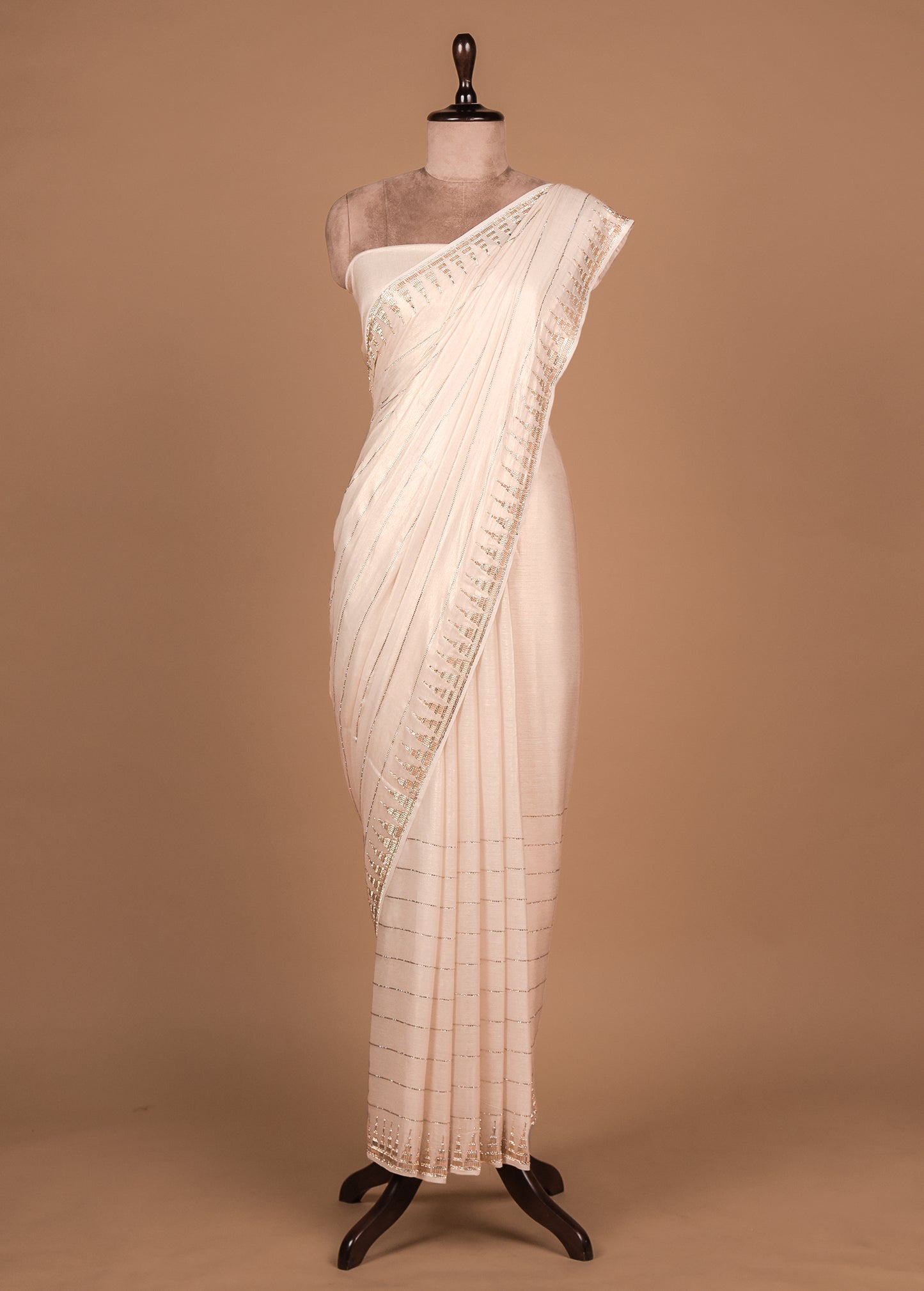 Silver Shimmer Georgette Embroidered Saree