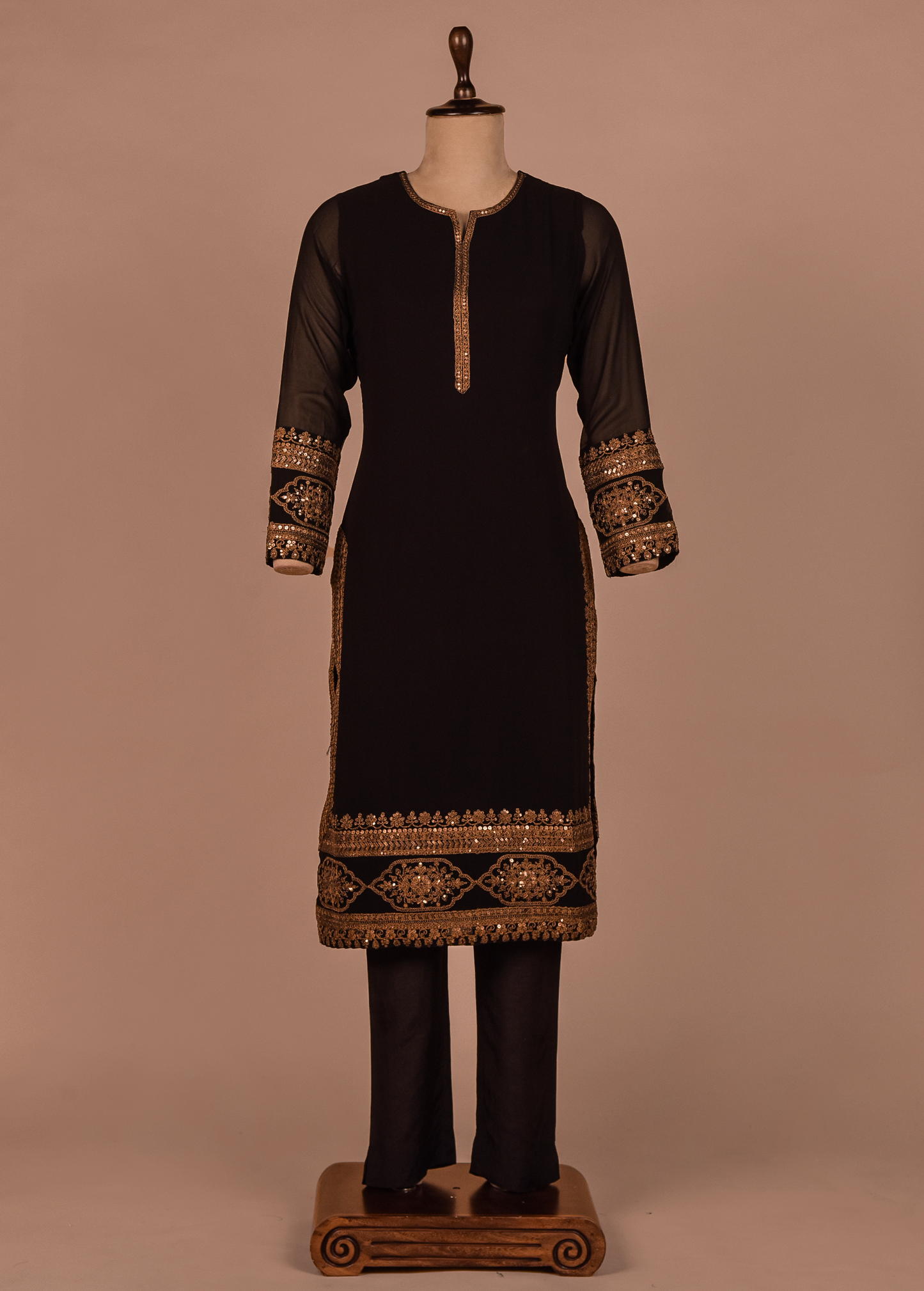 Black Georgette Straight Set