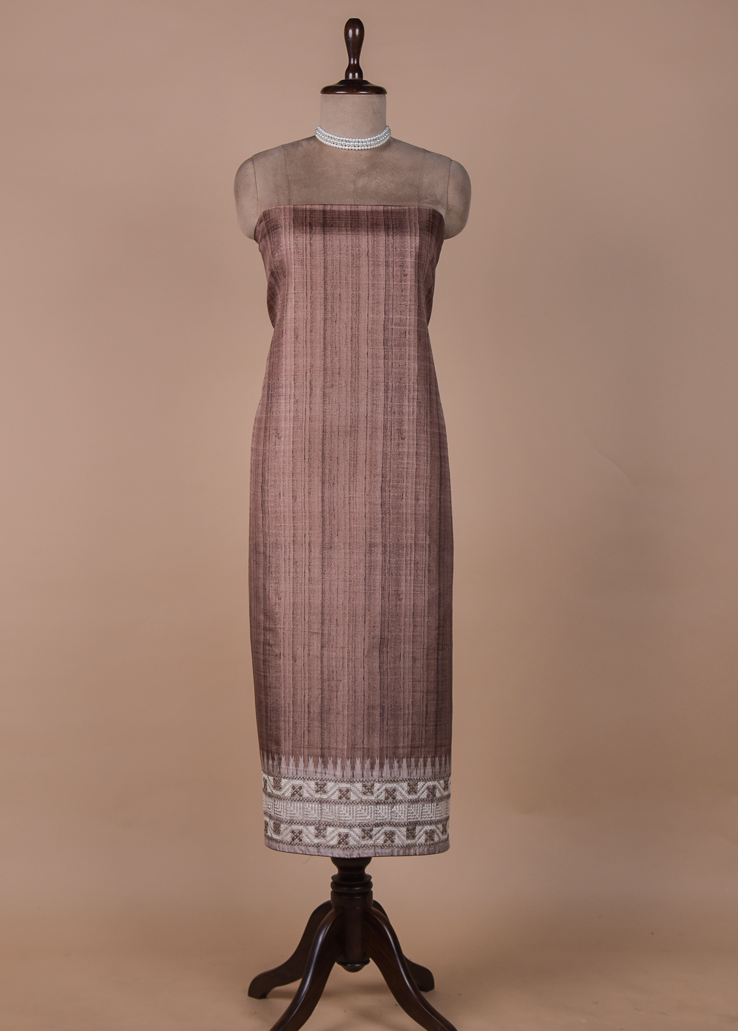 Beige Cotton Tussar Dress Material