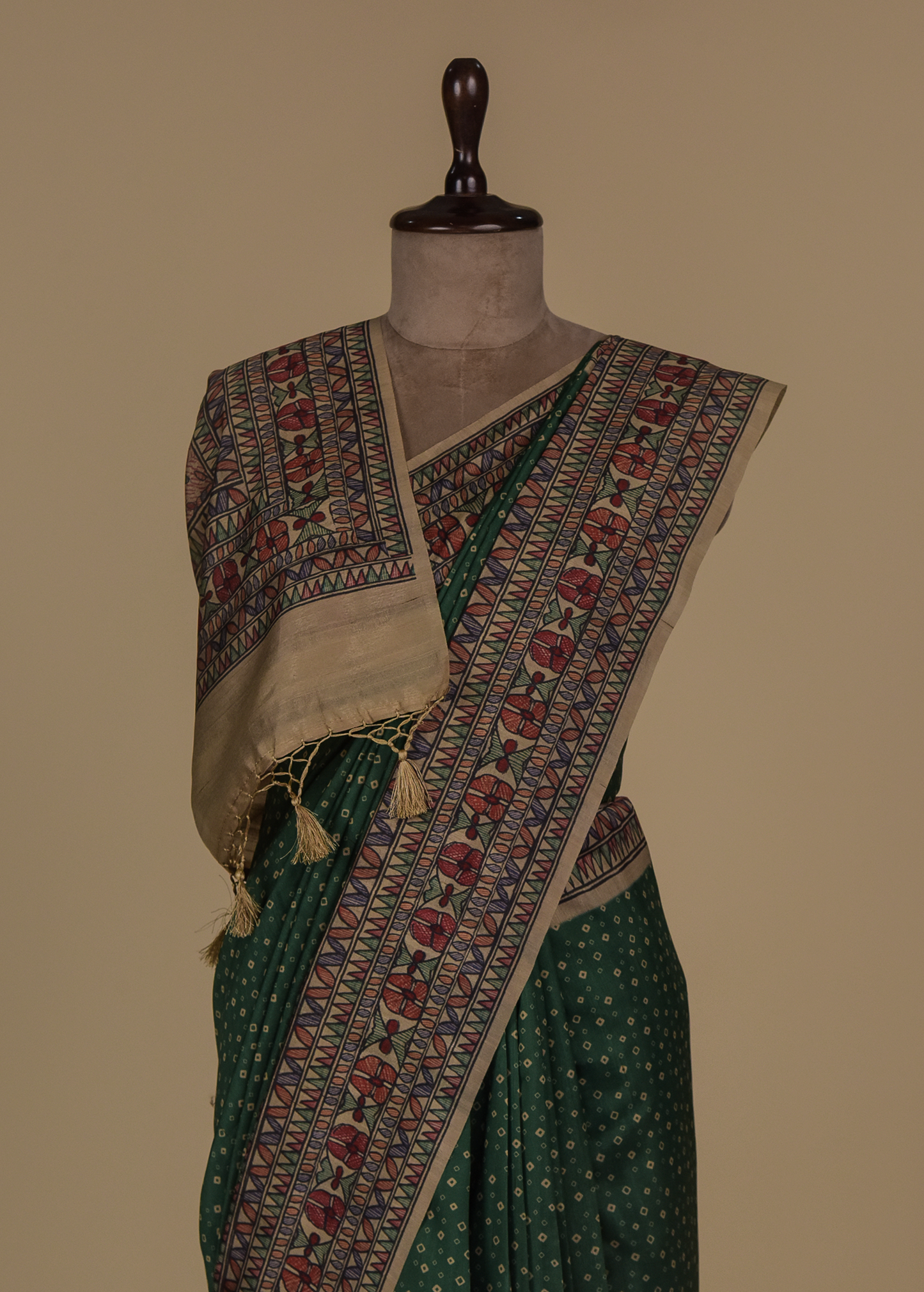 Green Art Tussar Printed Saree