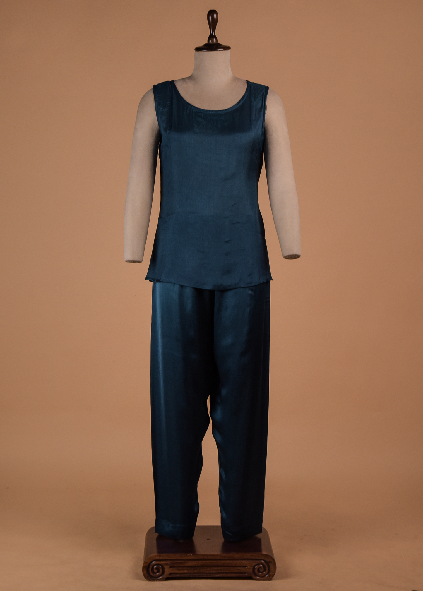 Blue Crepe Silk Coord Set