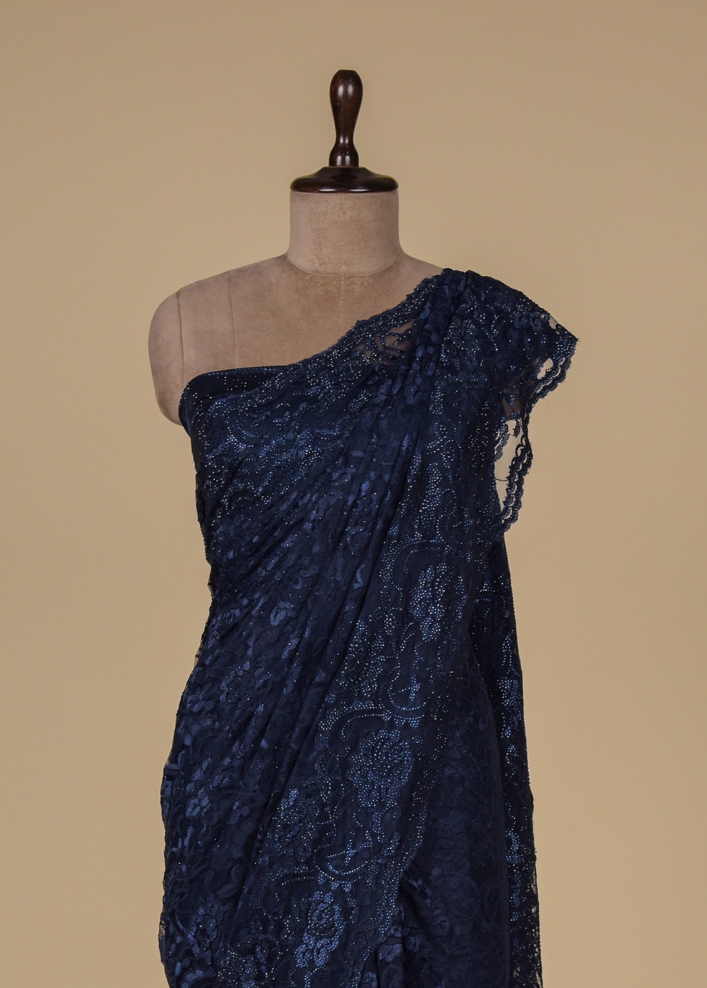 Blue Chantily Lace Embroidered Saree