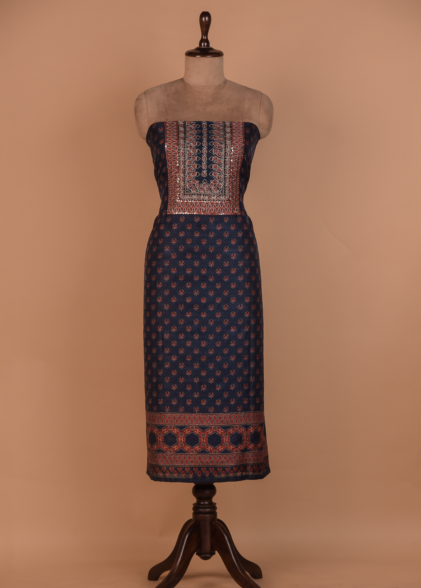 Blue Tussar Dress Material