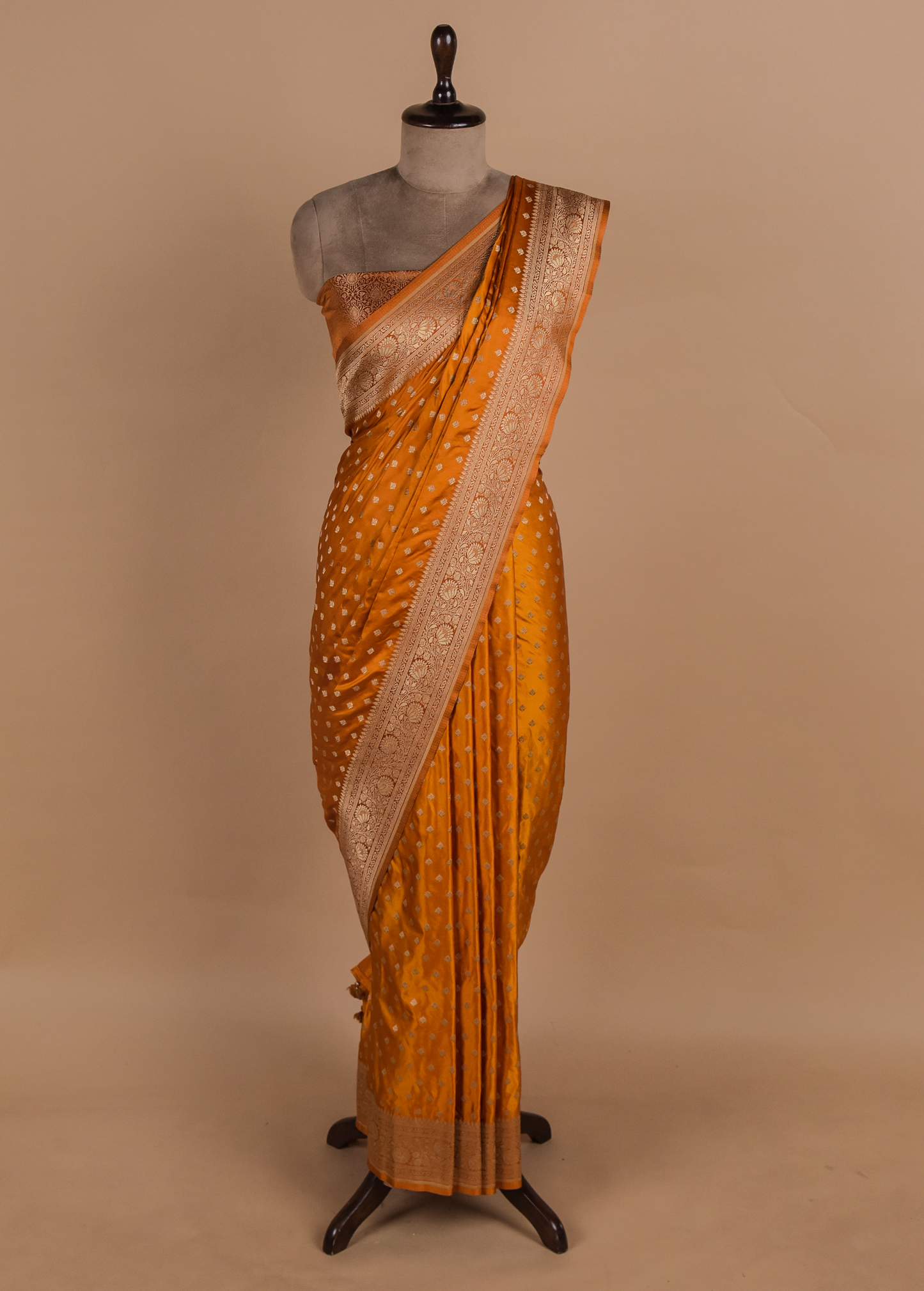 Orange Art Crepe Banarasi Saree