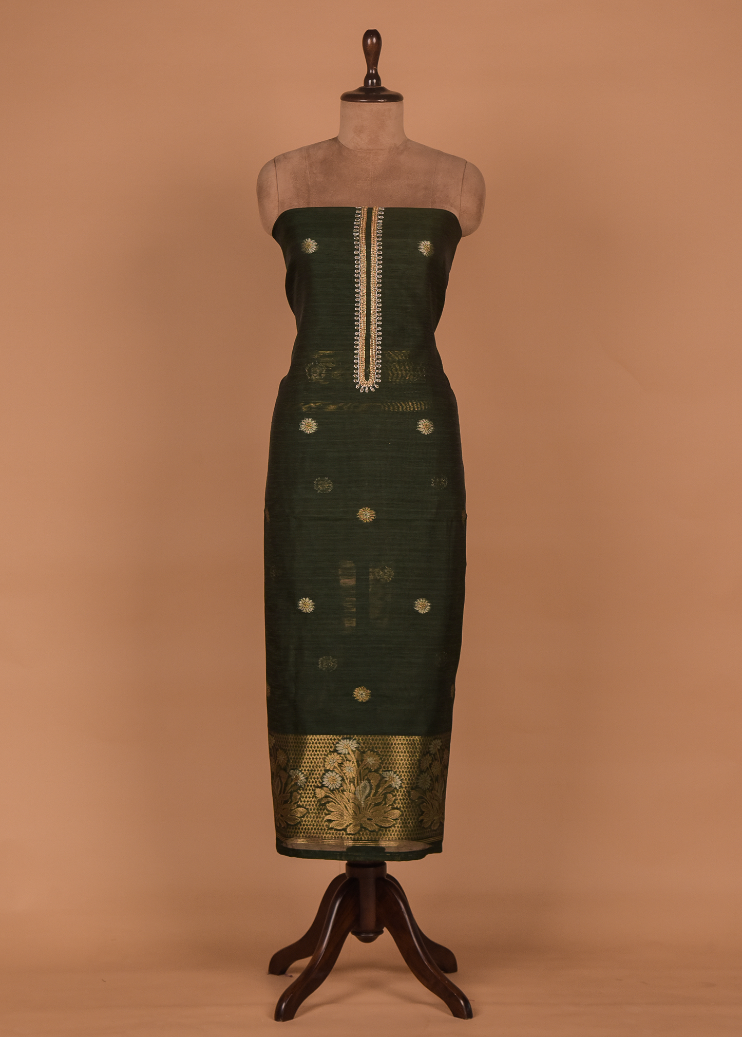 Green Cotton Tussar Dress Material