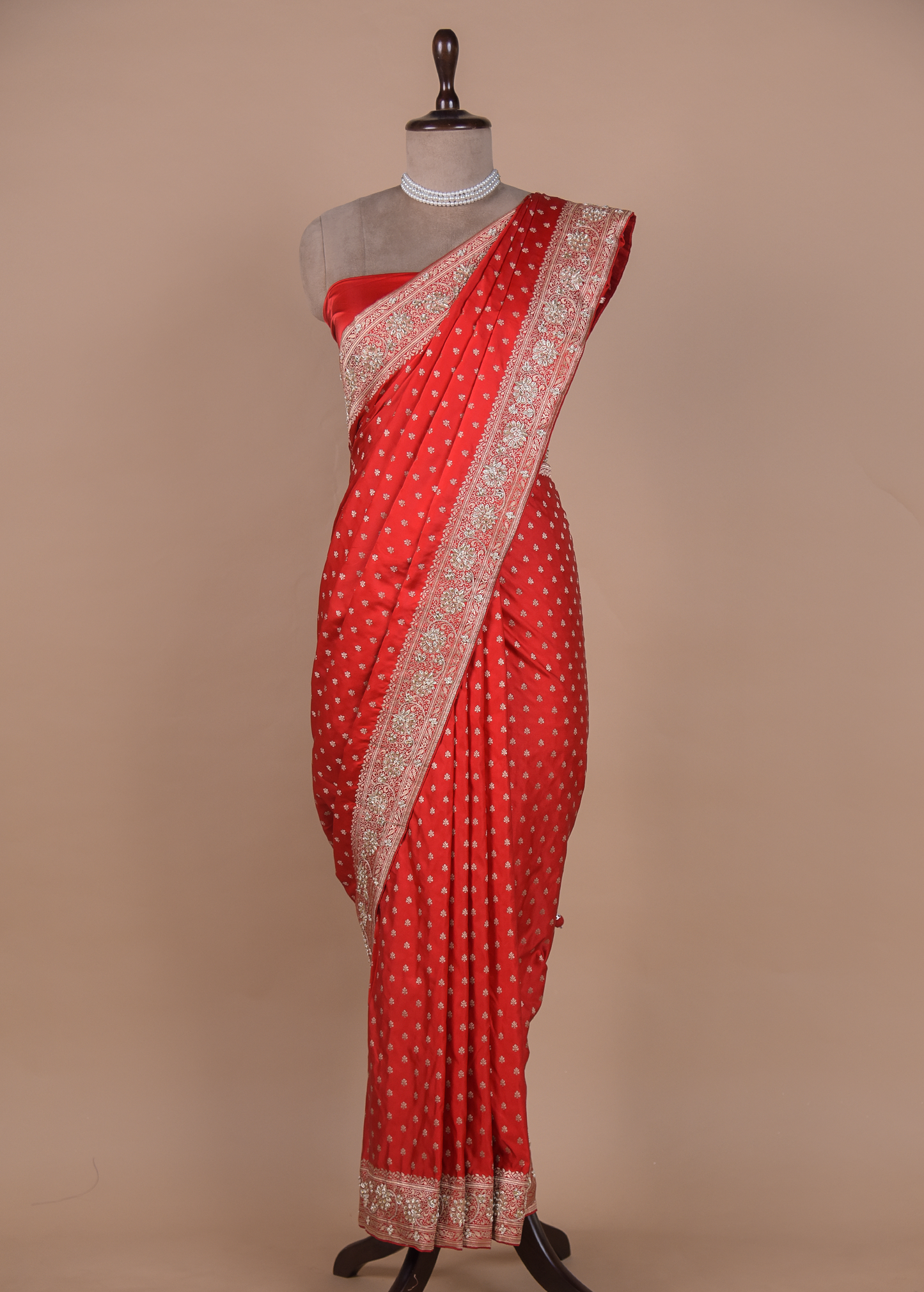 Red Crepe Silk Banarasi Saree
