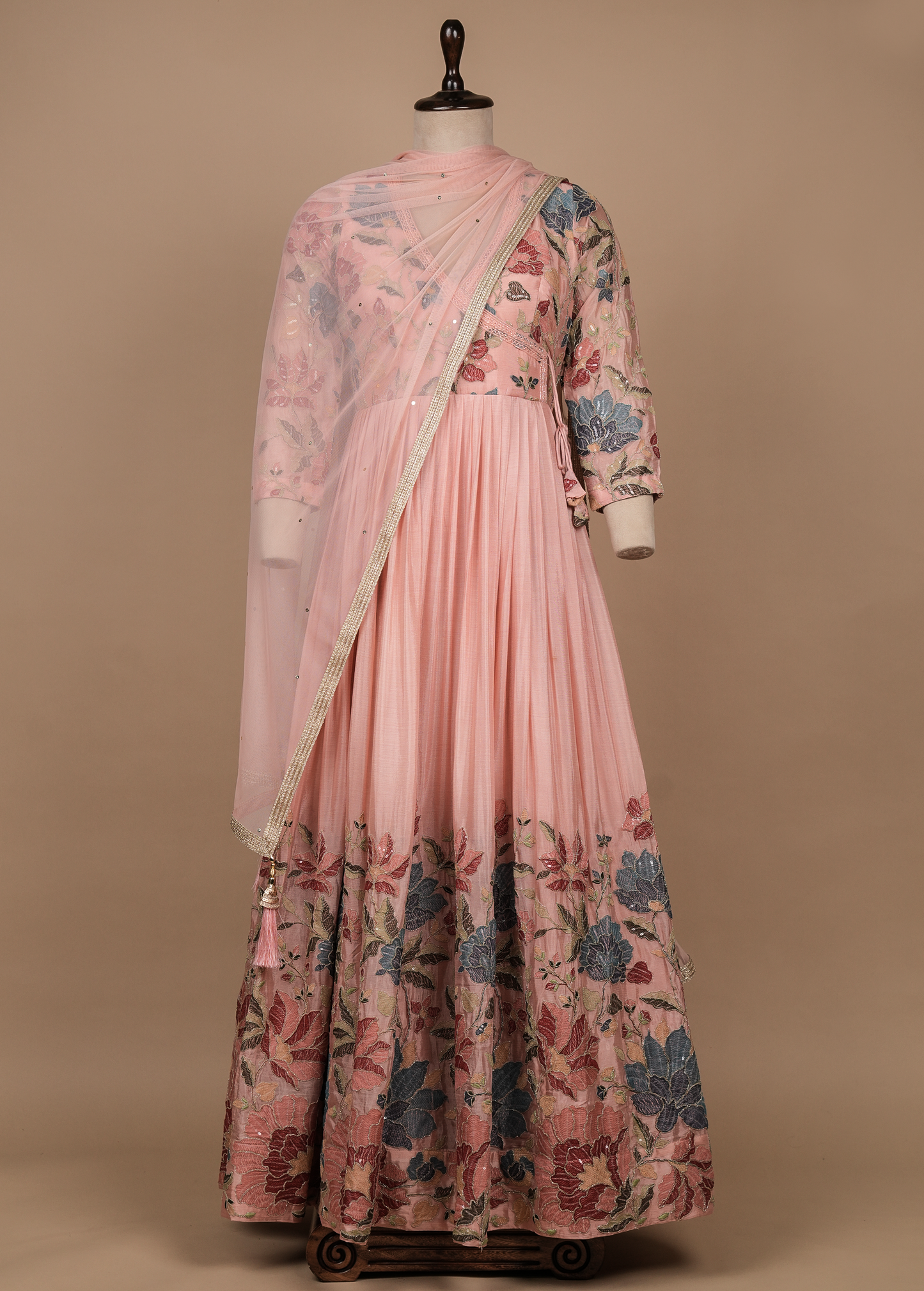 Pink Moroccan Silk Anarkali Set