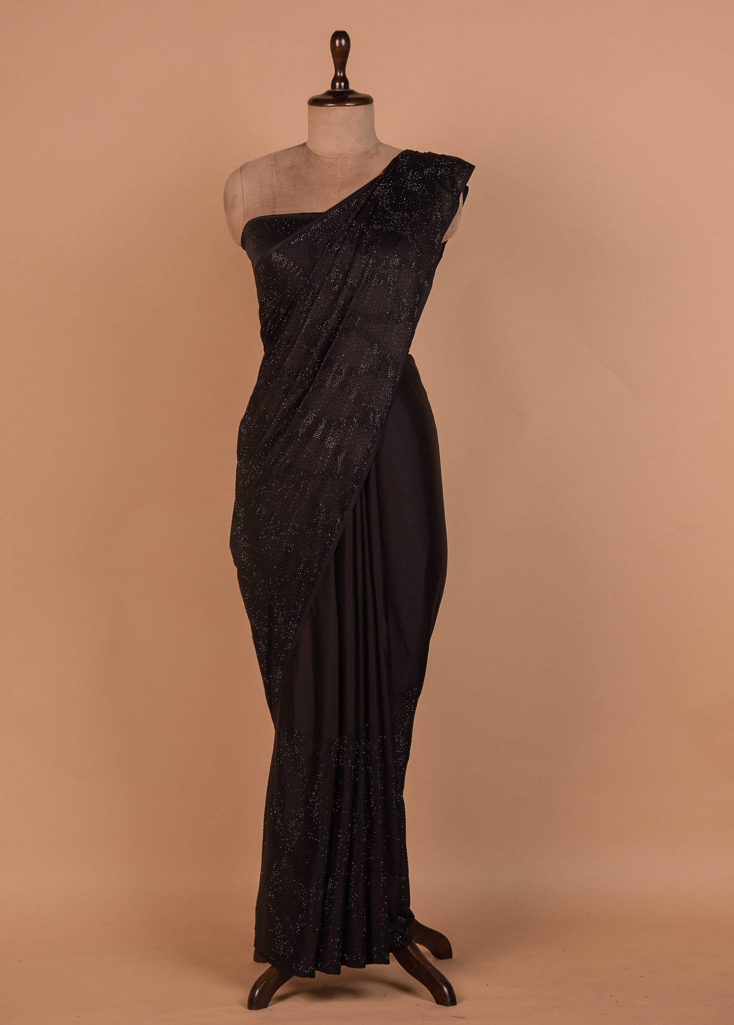 Black Satin Embroidered Saree