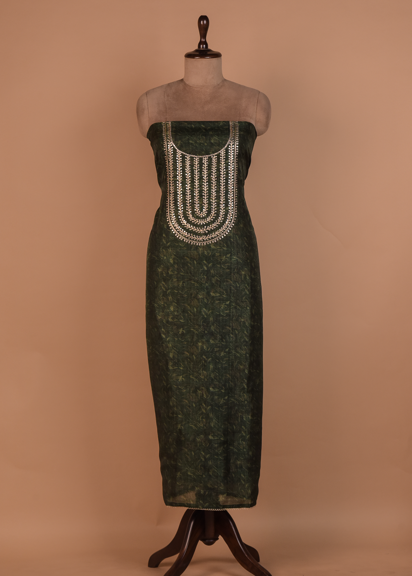 Green Cotton Tussar Dress Material