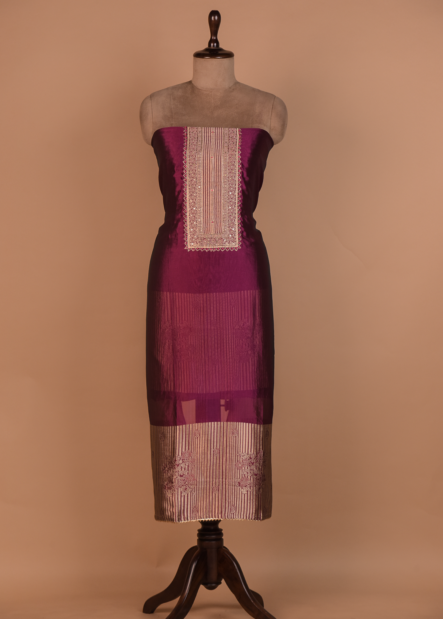 Wine Silk Dress Material