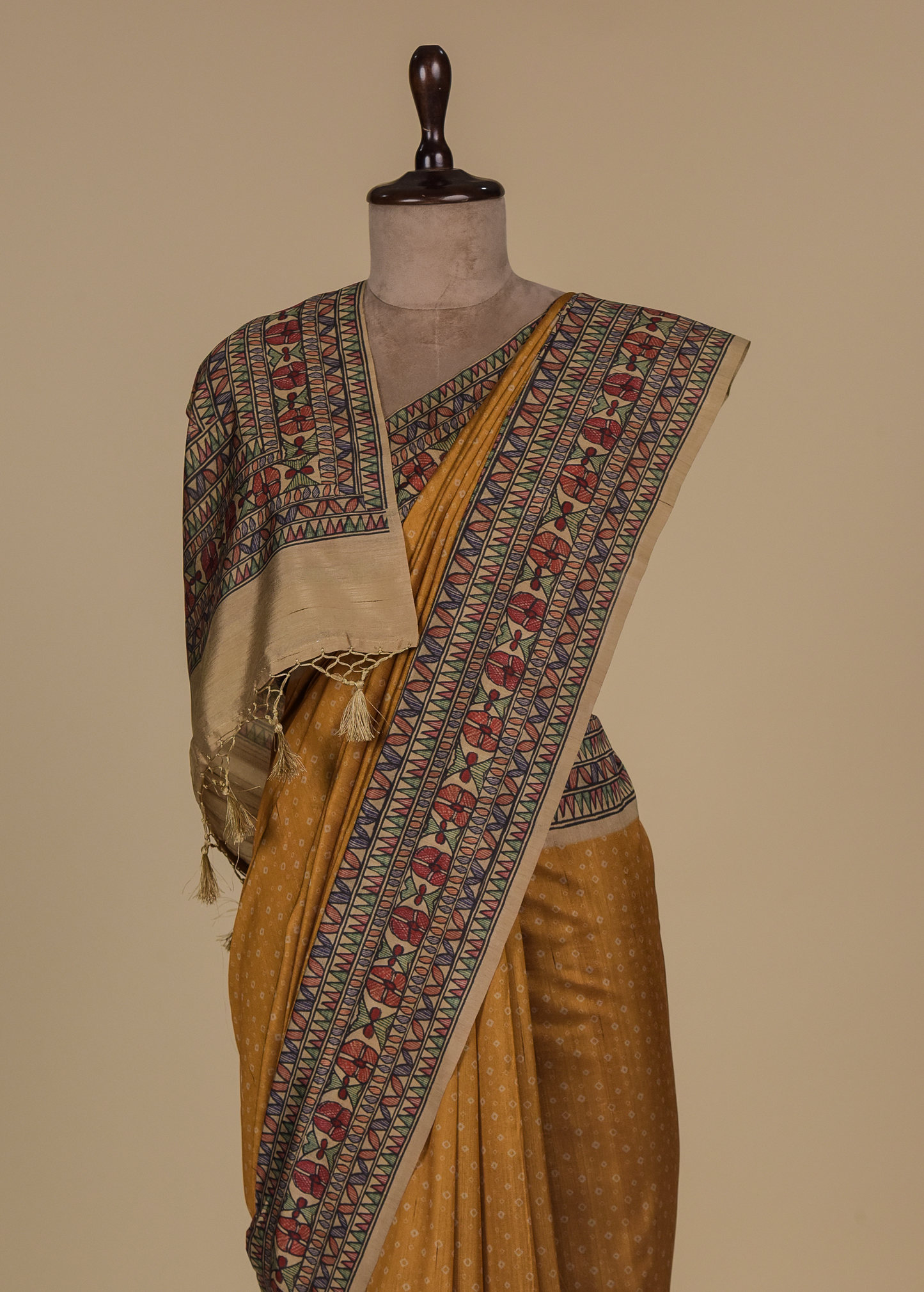 Yellow Art Tussar Printed Saree