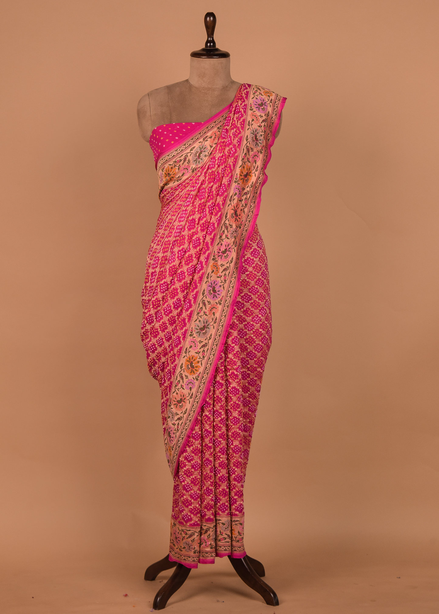 Pink Georgette Bandhani Saree
