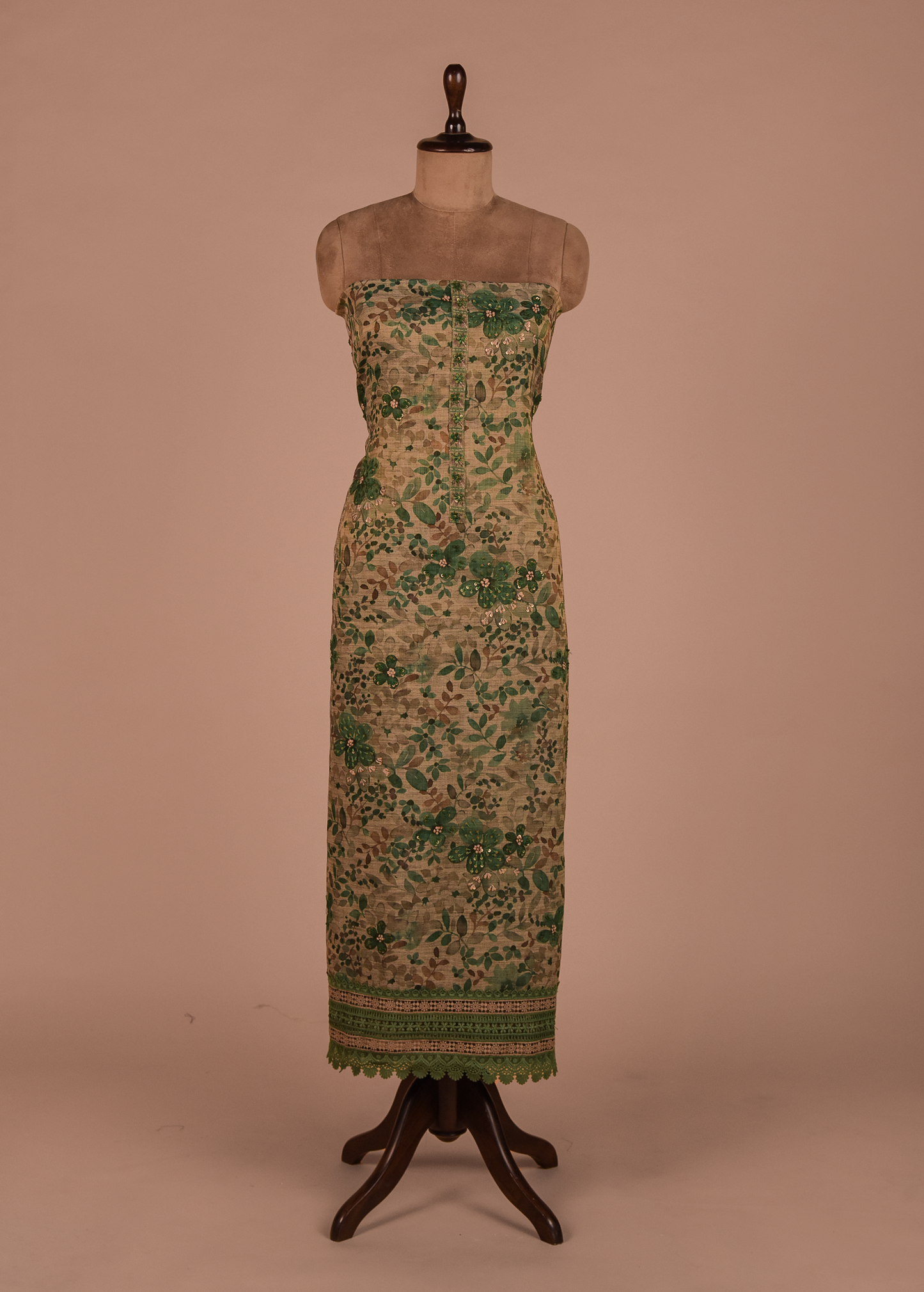 Green Cotton Dress Material