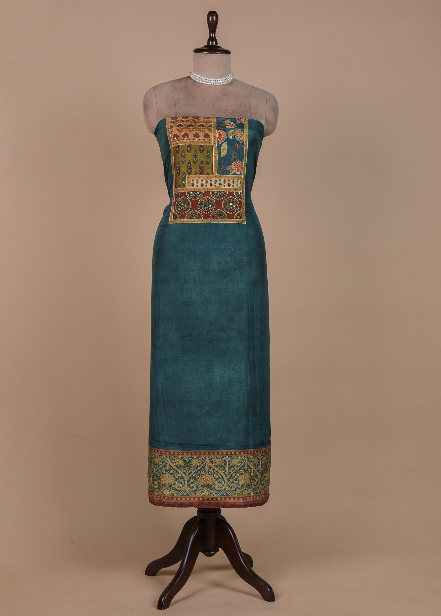 Blue Crepe Dress Material