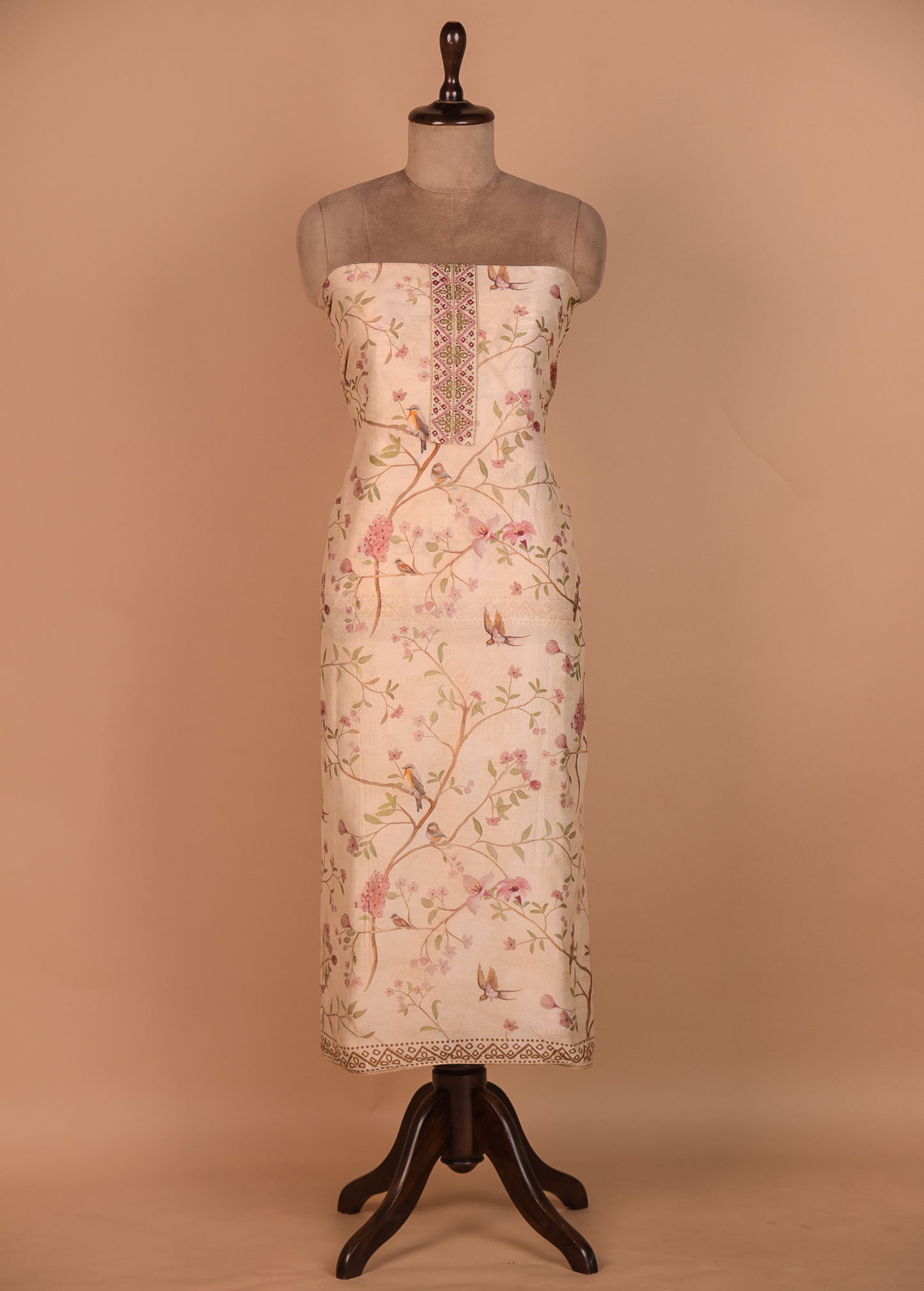 Cream Cotton Silk Dress Material