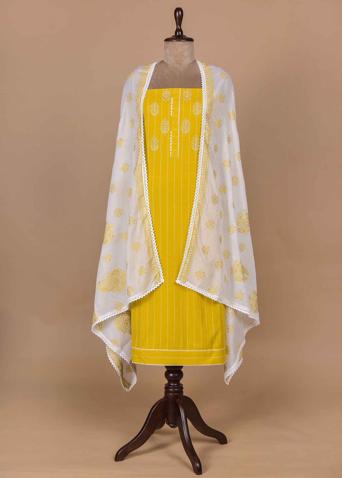 Yellow Cotton Dress Material