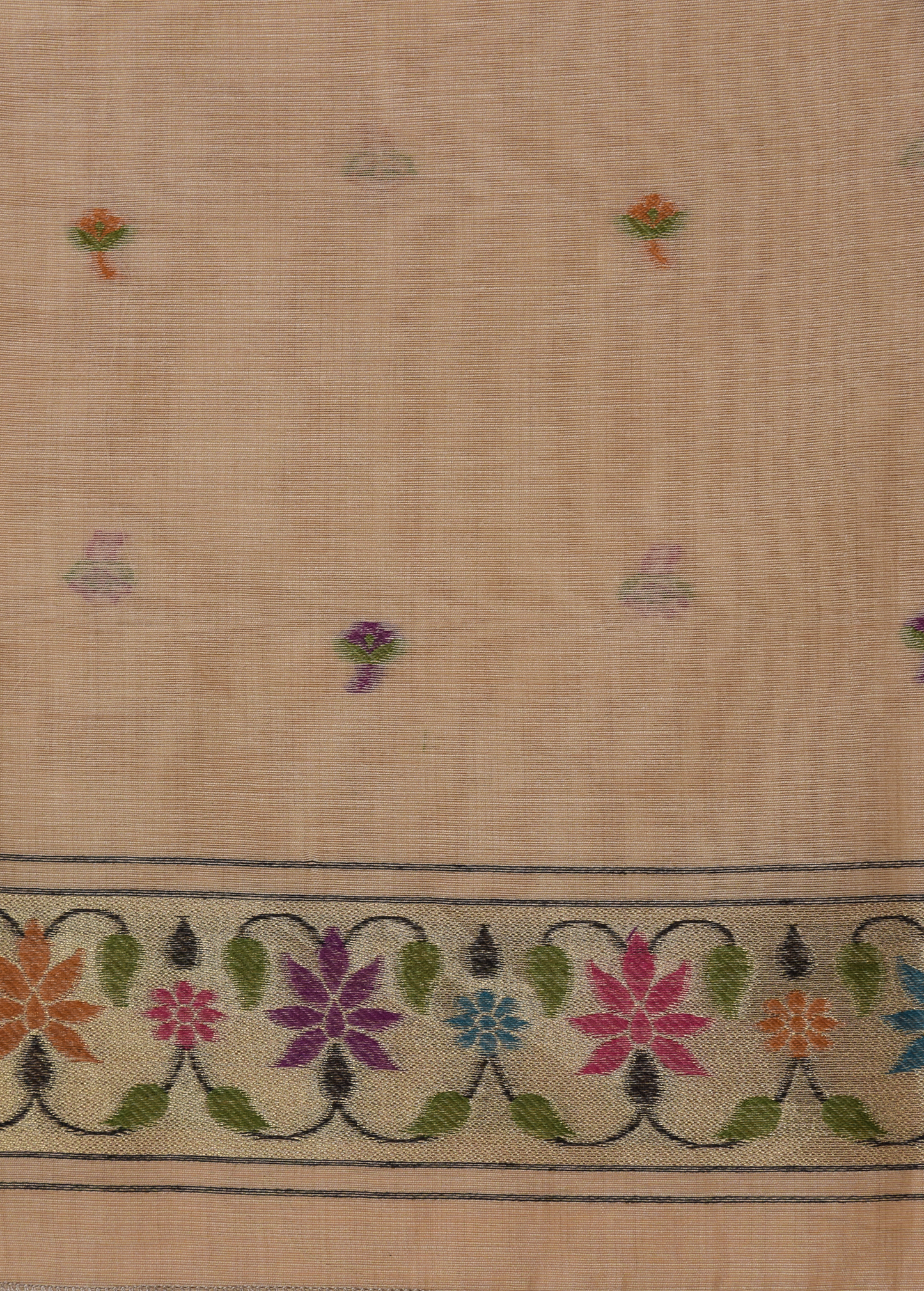 Cream Cotton Banarasi Saree
