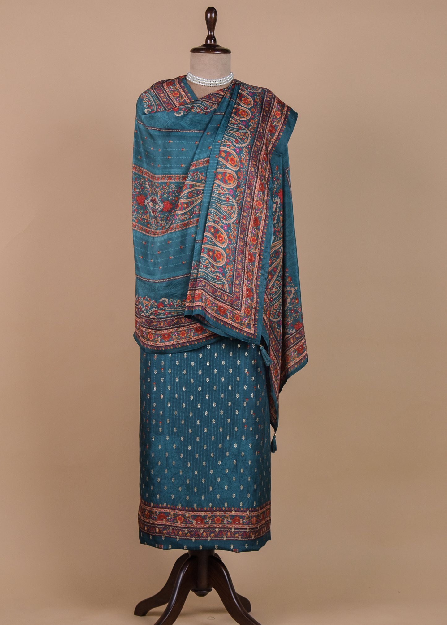 Blue Chanderi Dress Material