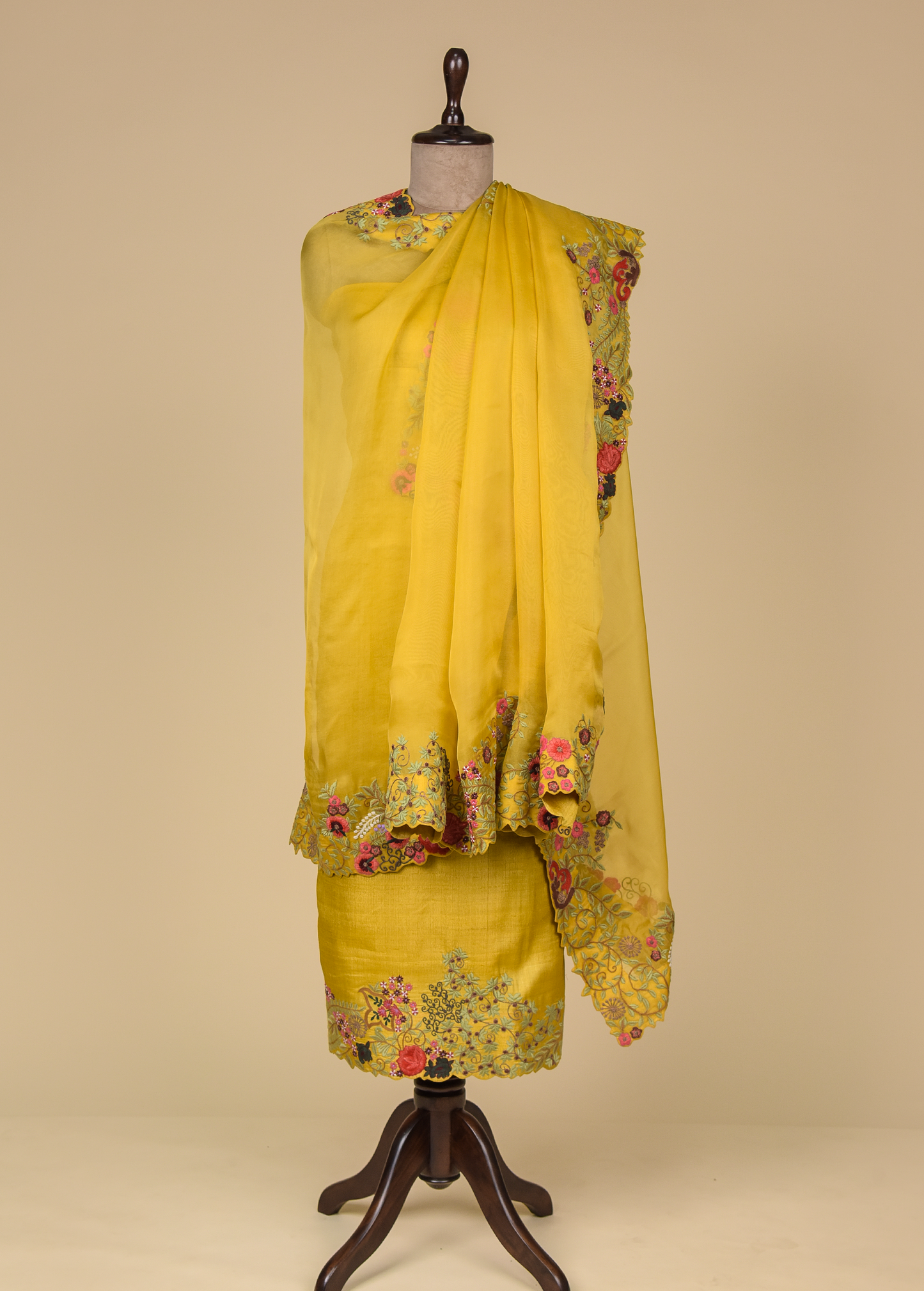 Yellow Tussar Dress Material