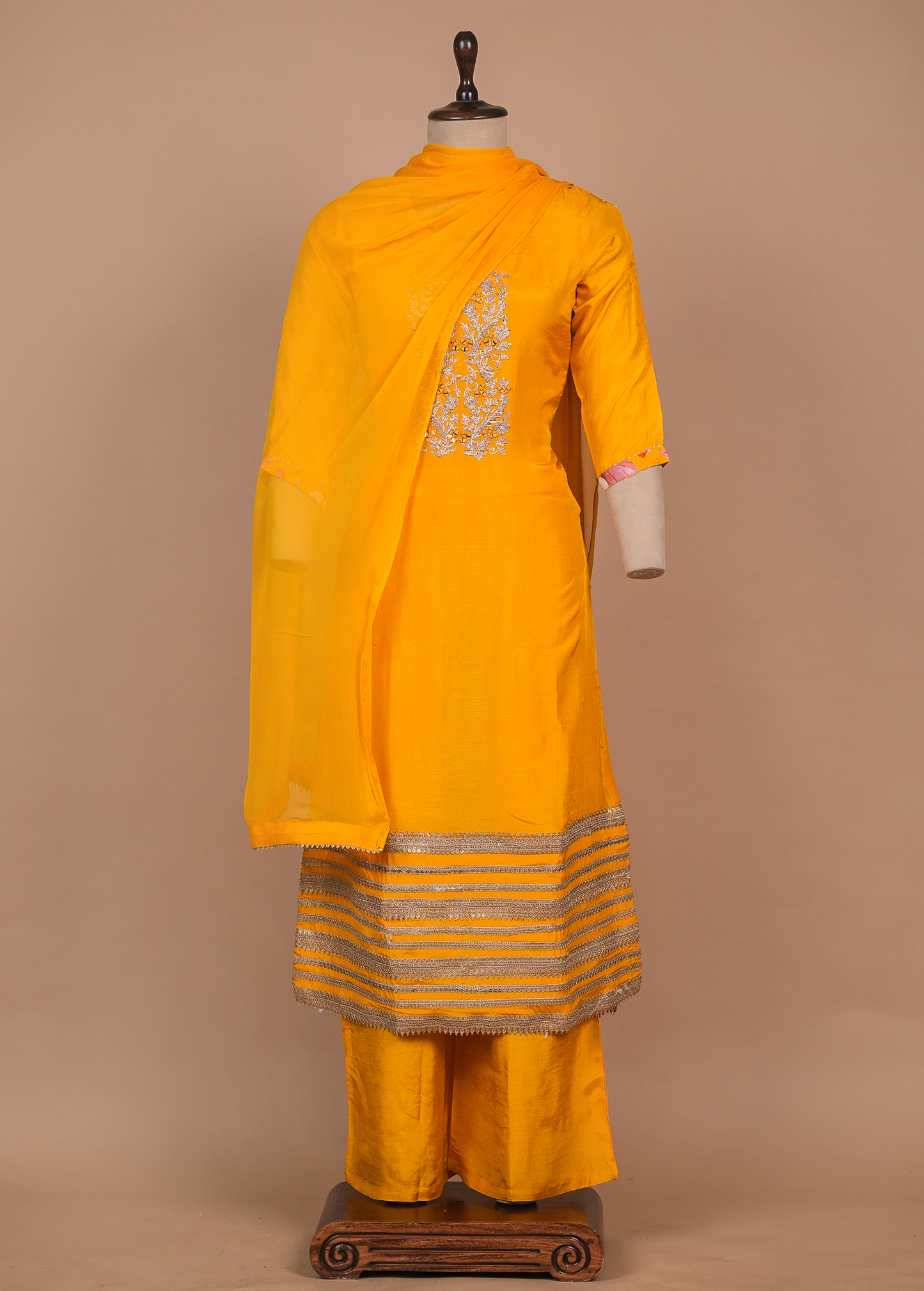 Yellow Muslin Cotton Straight Set