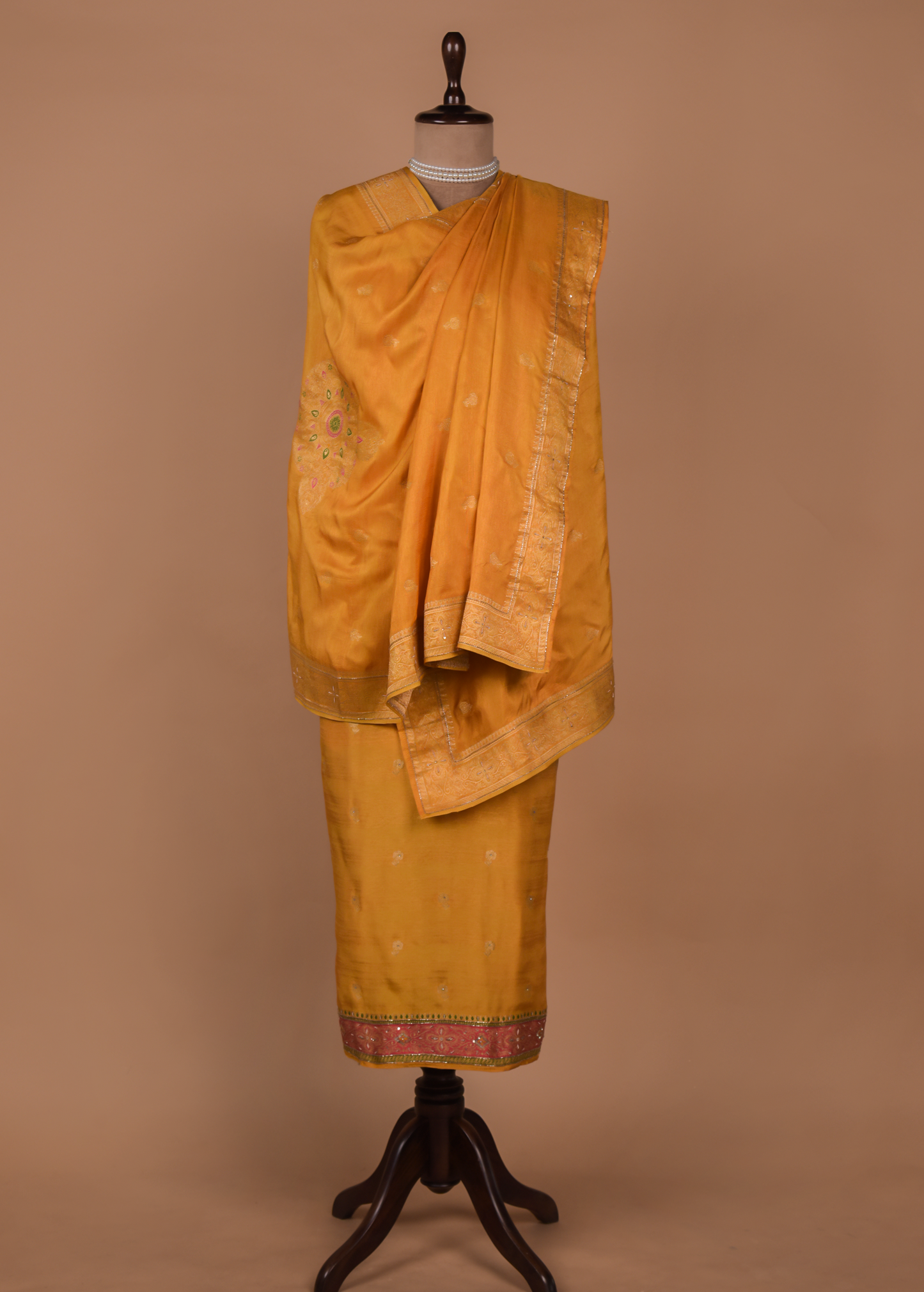 Yellow Cotton Silk Dress Material