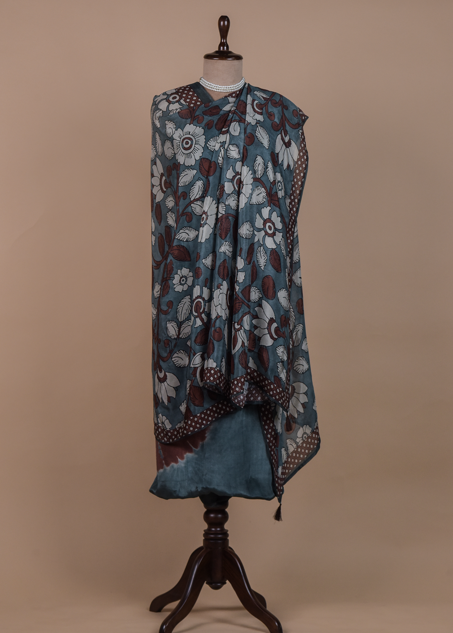 Blue Crepe Dress Material