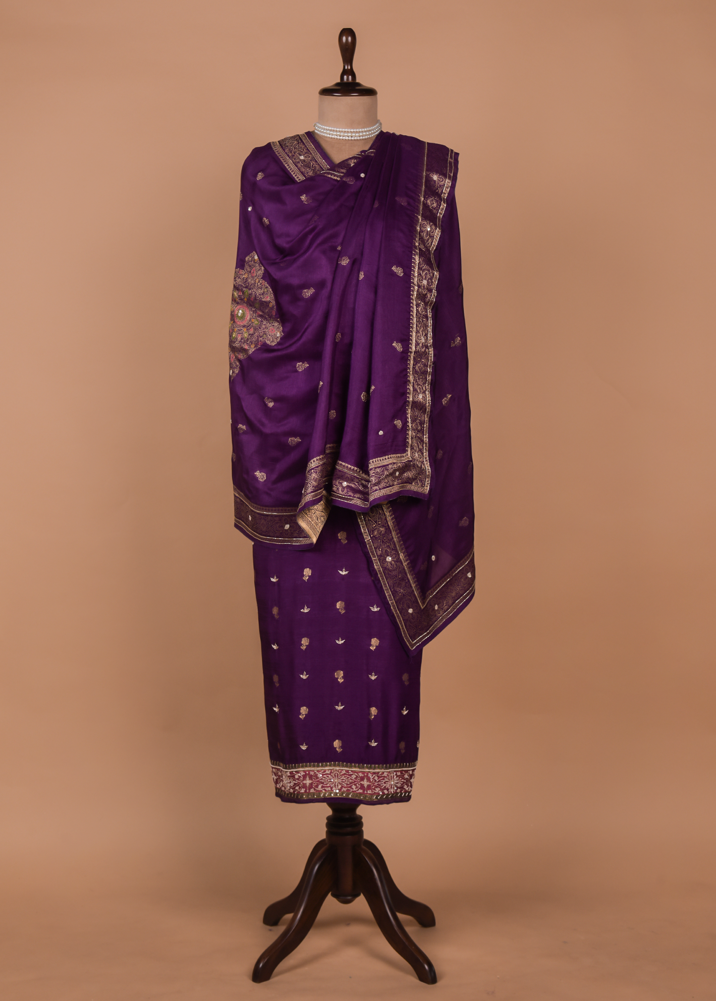Purple Cotton Silk Dress Material