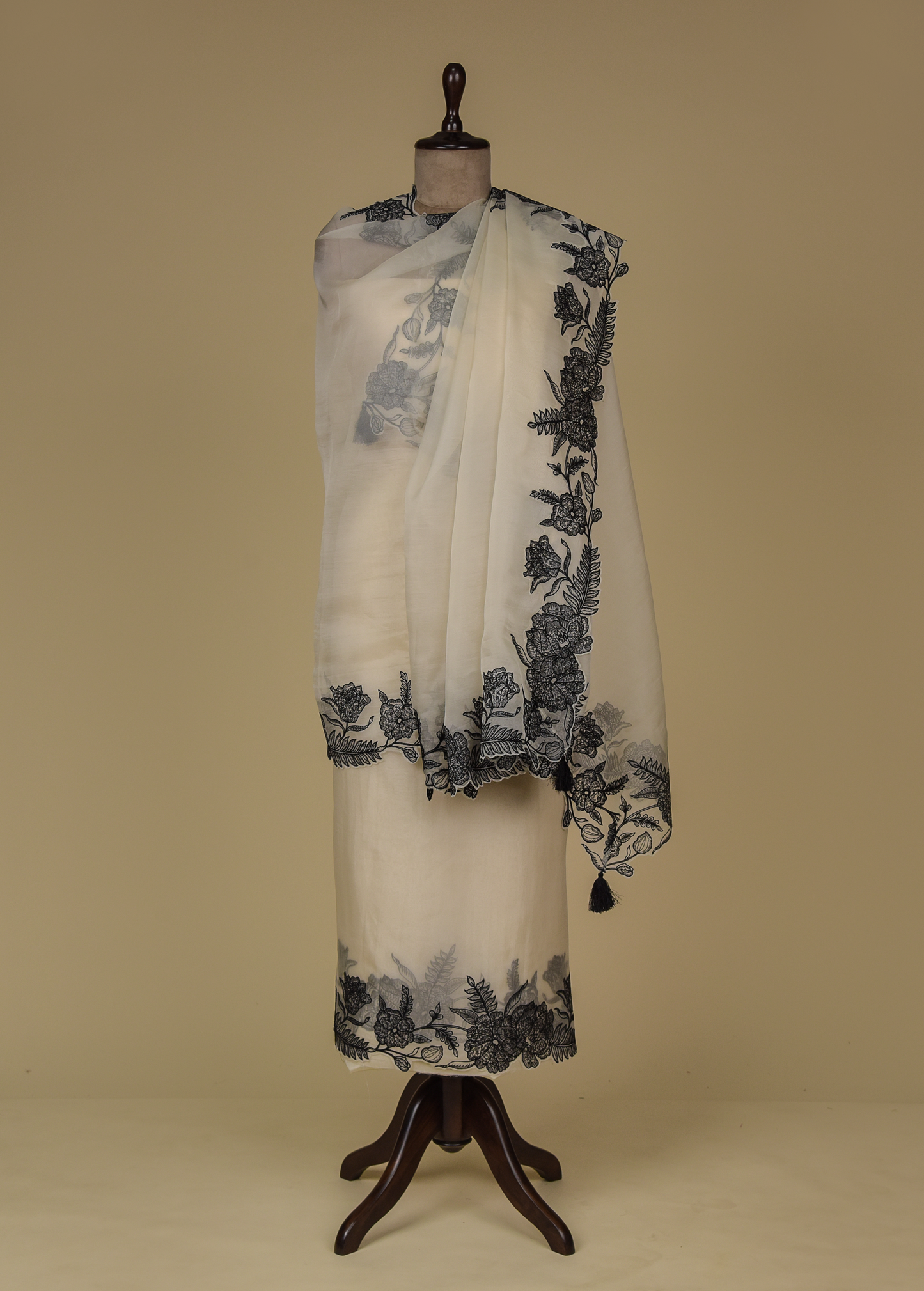 White Organza Dress Material