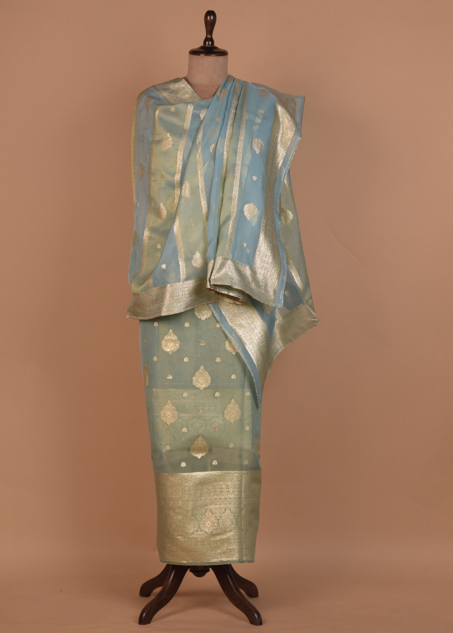 Blue Tissue Dress Material
